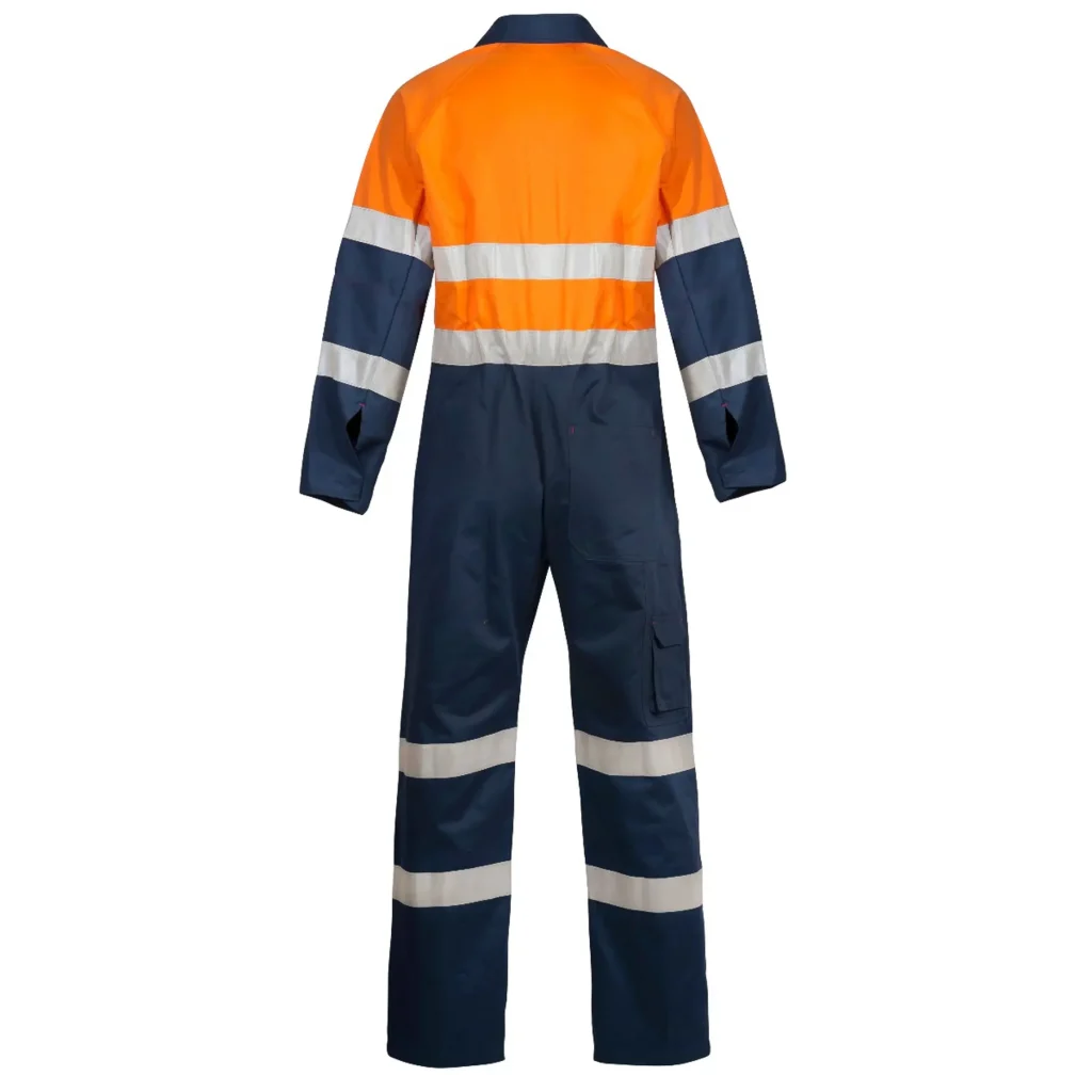 Hi Vis Cotton Drill Reflective Industrial Laundry Coveralls Orange