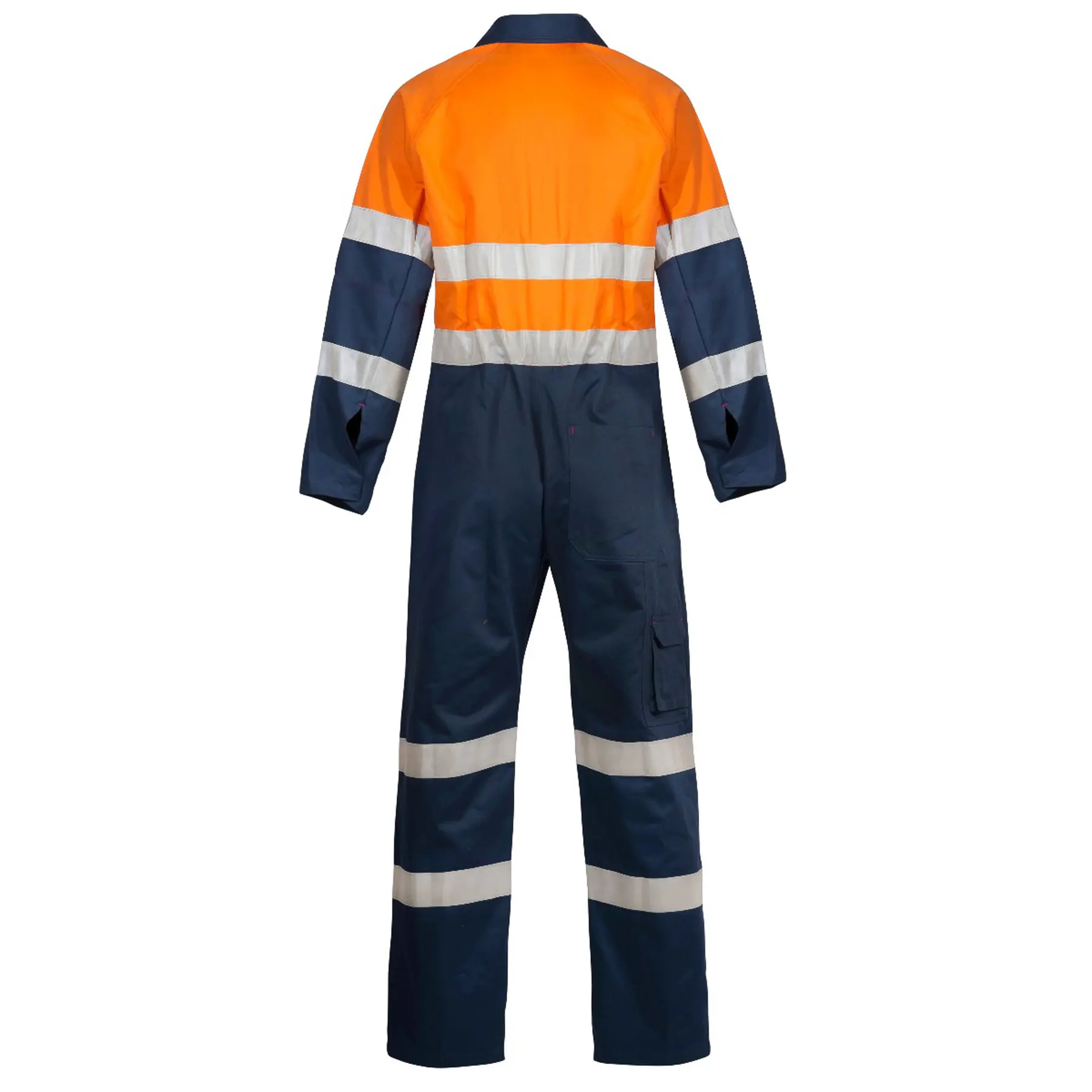 Hi Vis Cotton Drill Reflective Industrial Laundry Coveralls Orange
