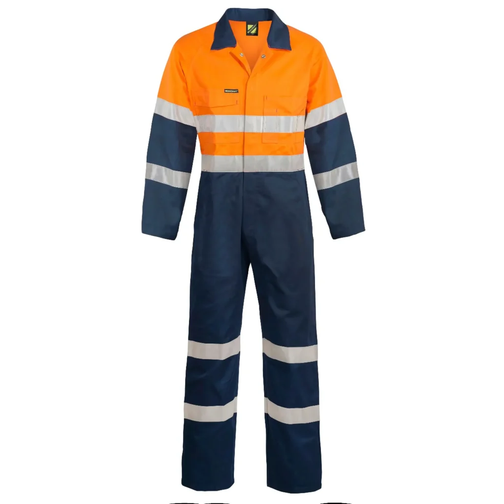 Hi Vis Cotton Drill Reflective Industrial Laundry Coveralls Orange
