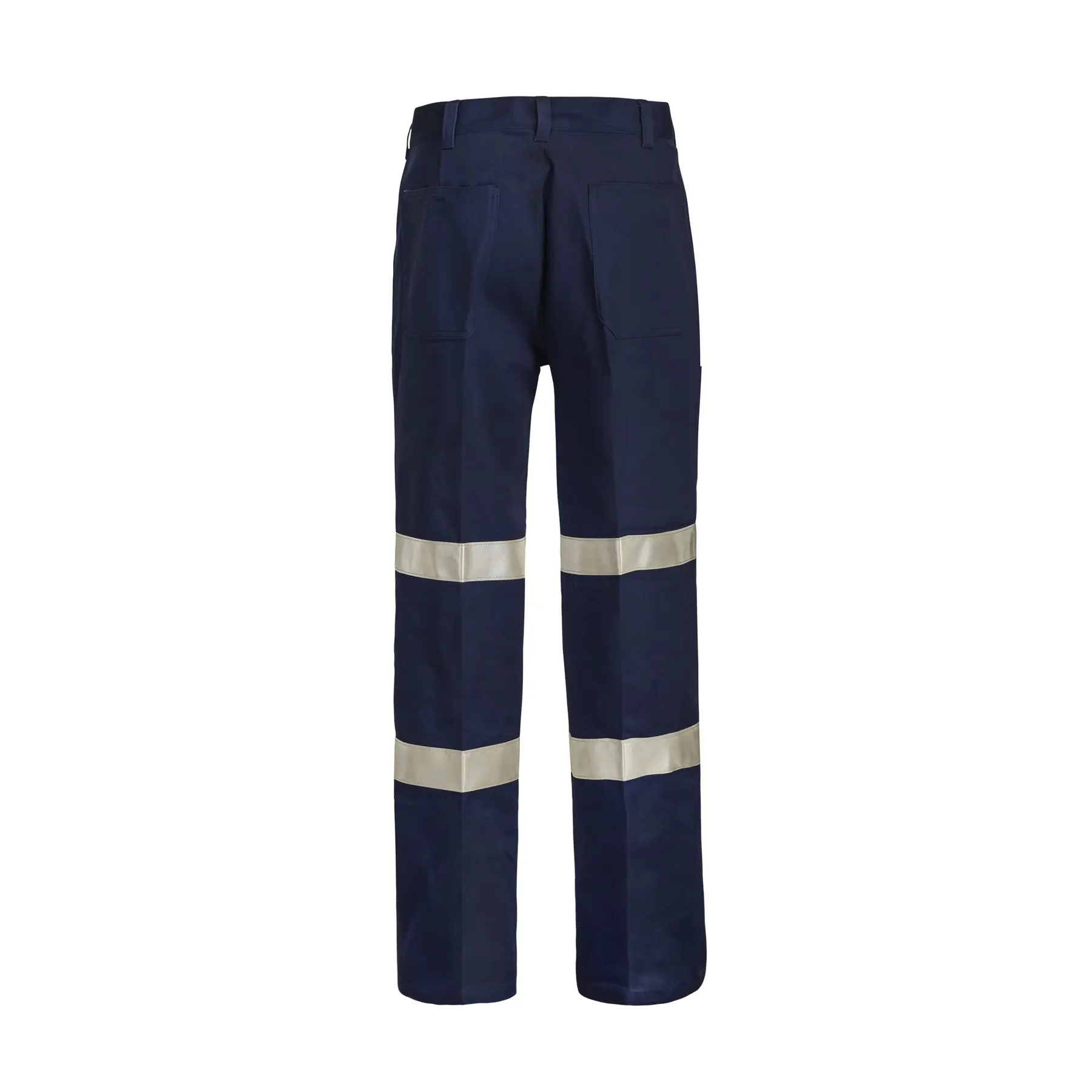Reflective Single Pleat Cotton Drill Trouser Navy Front
