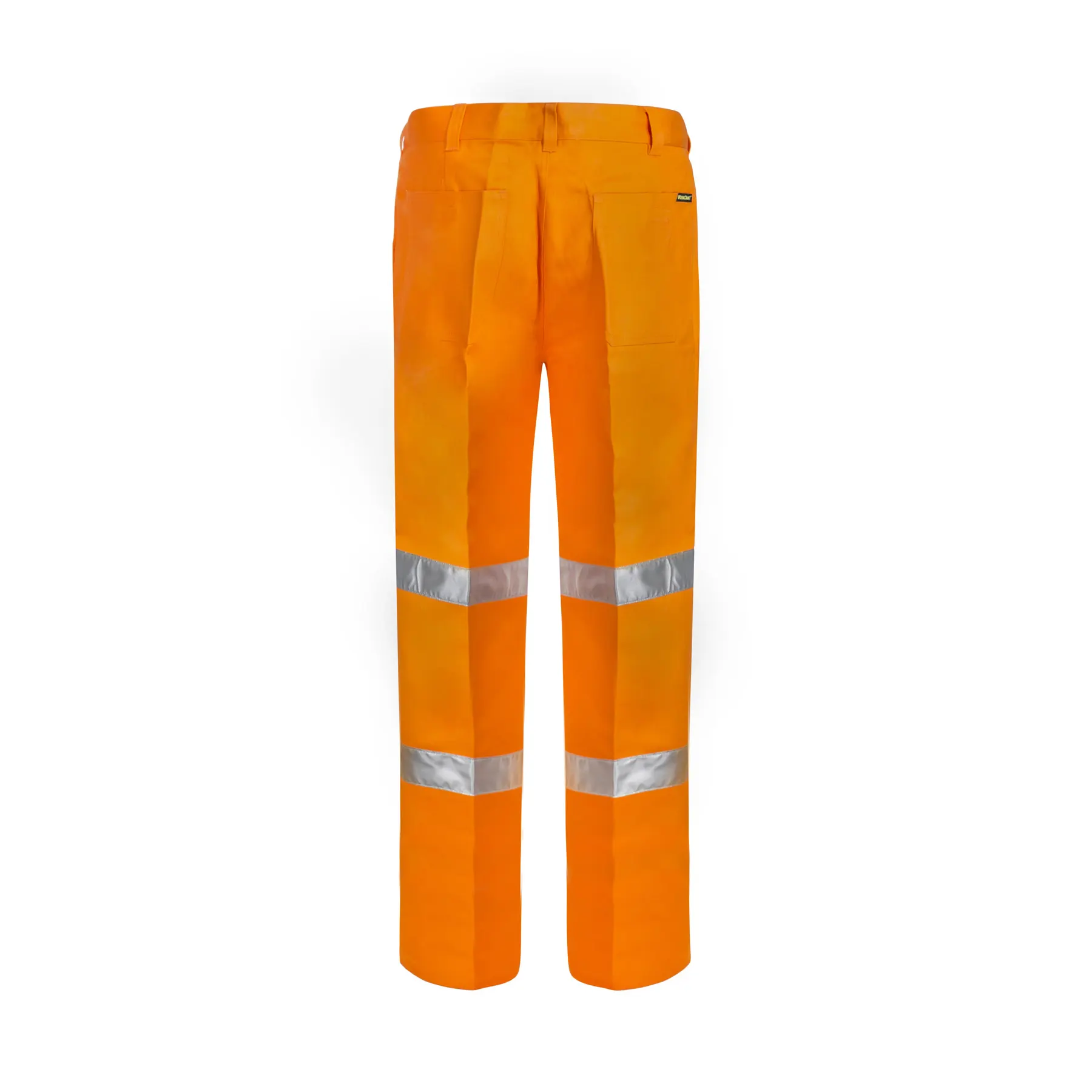 Reflective Single Pleat Cotton Drill Trouser Orange Front
