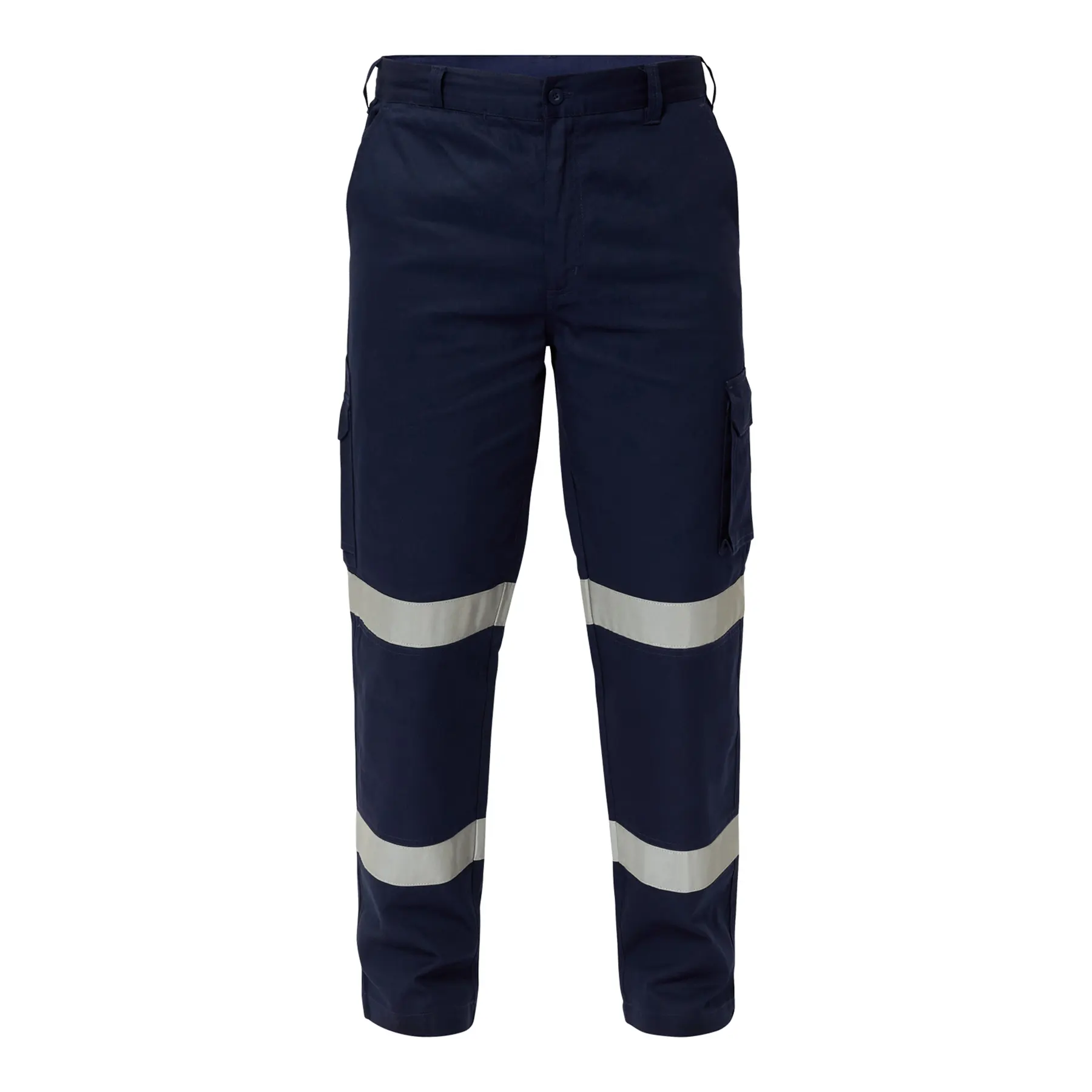 Rouble Reflective Strip Mid-Weight Cargo Cotton Drill Trousers Navy Front