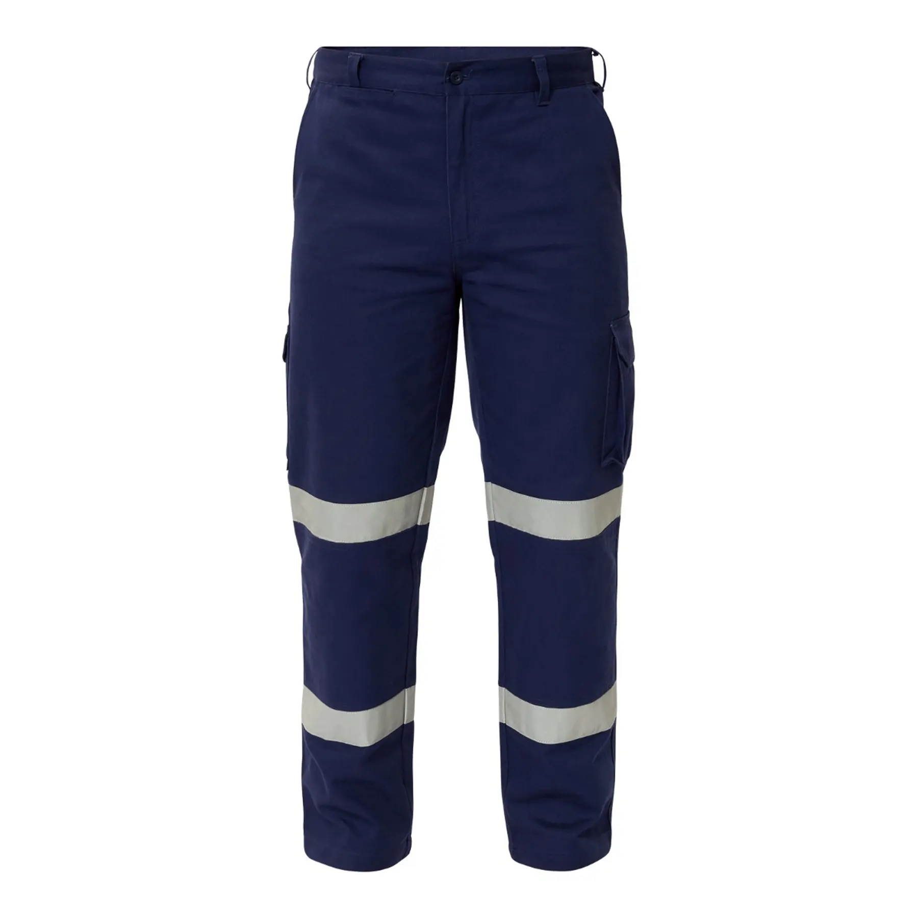 Cargo Cotton Drill Trousers With Reflectors Navy Front