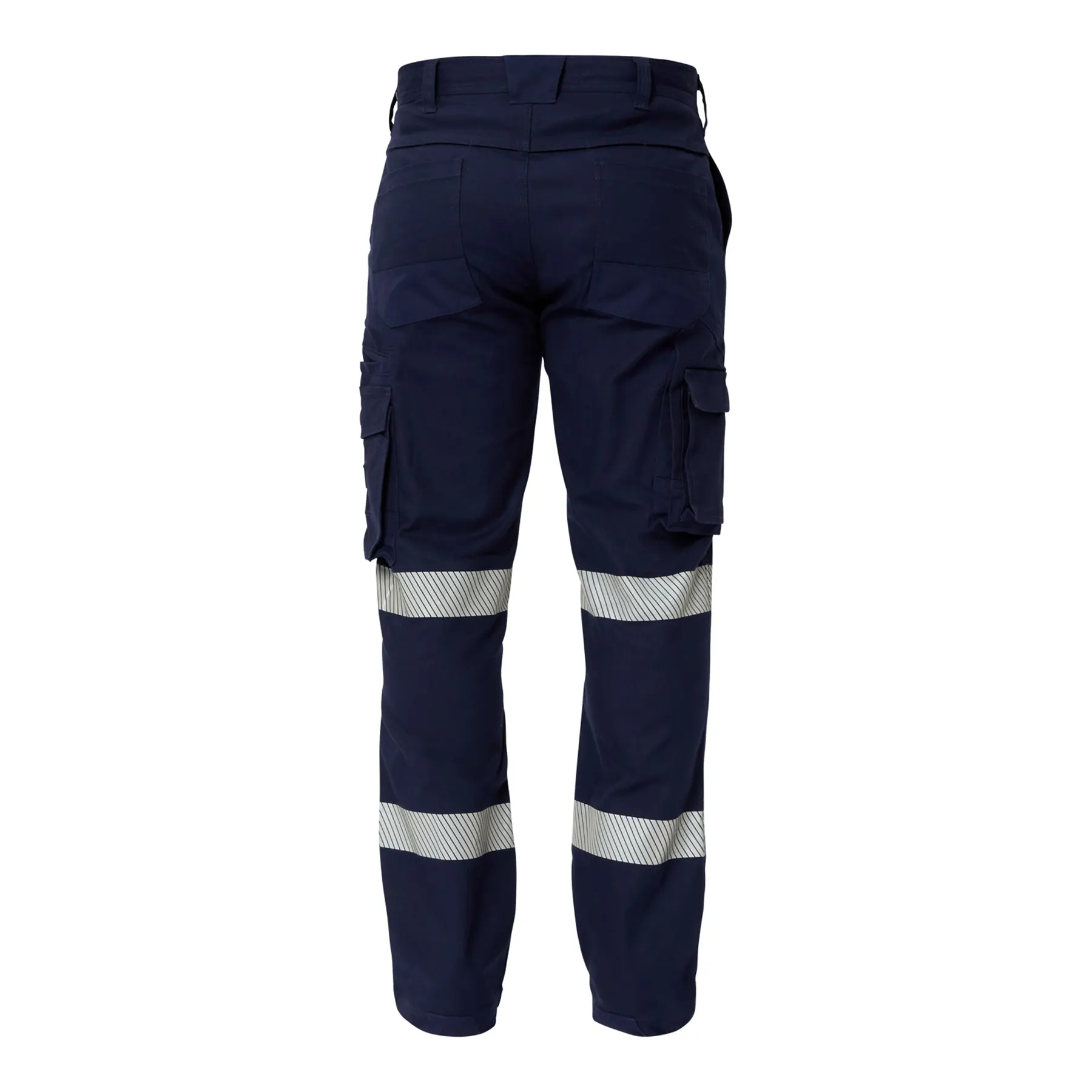 Stretch Cargo Pants With Segmented Tape Navy Front