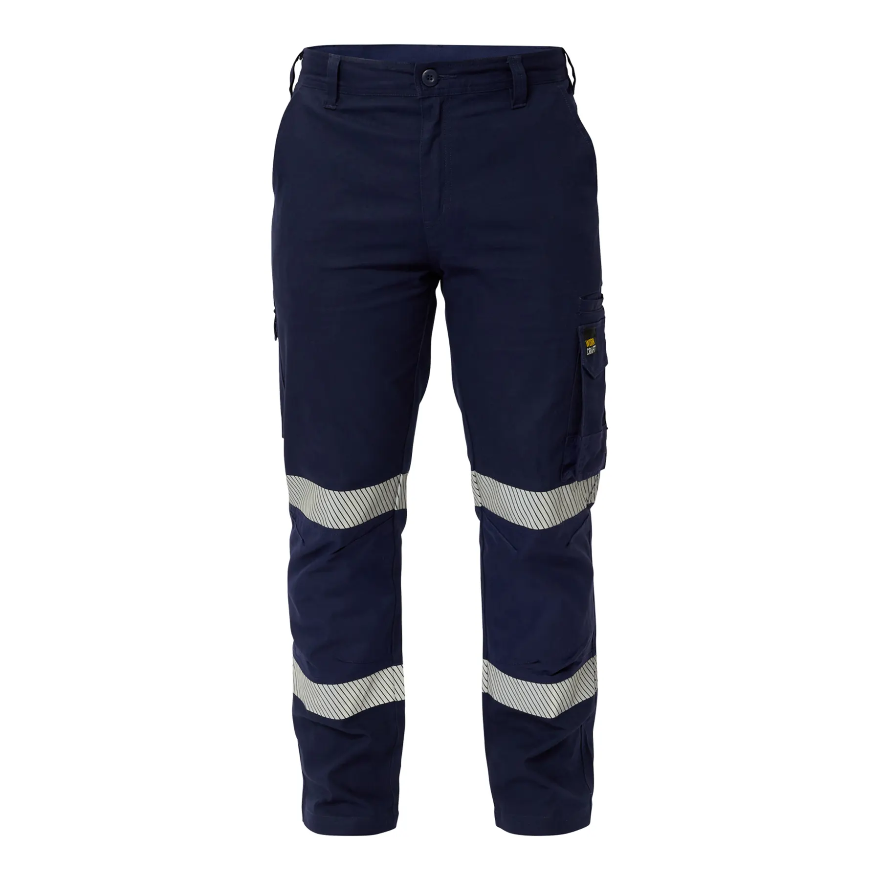 Stretch Cargo Pants With Segmented Tape Navy Front