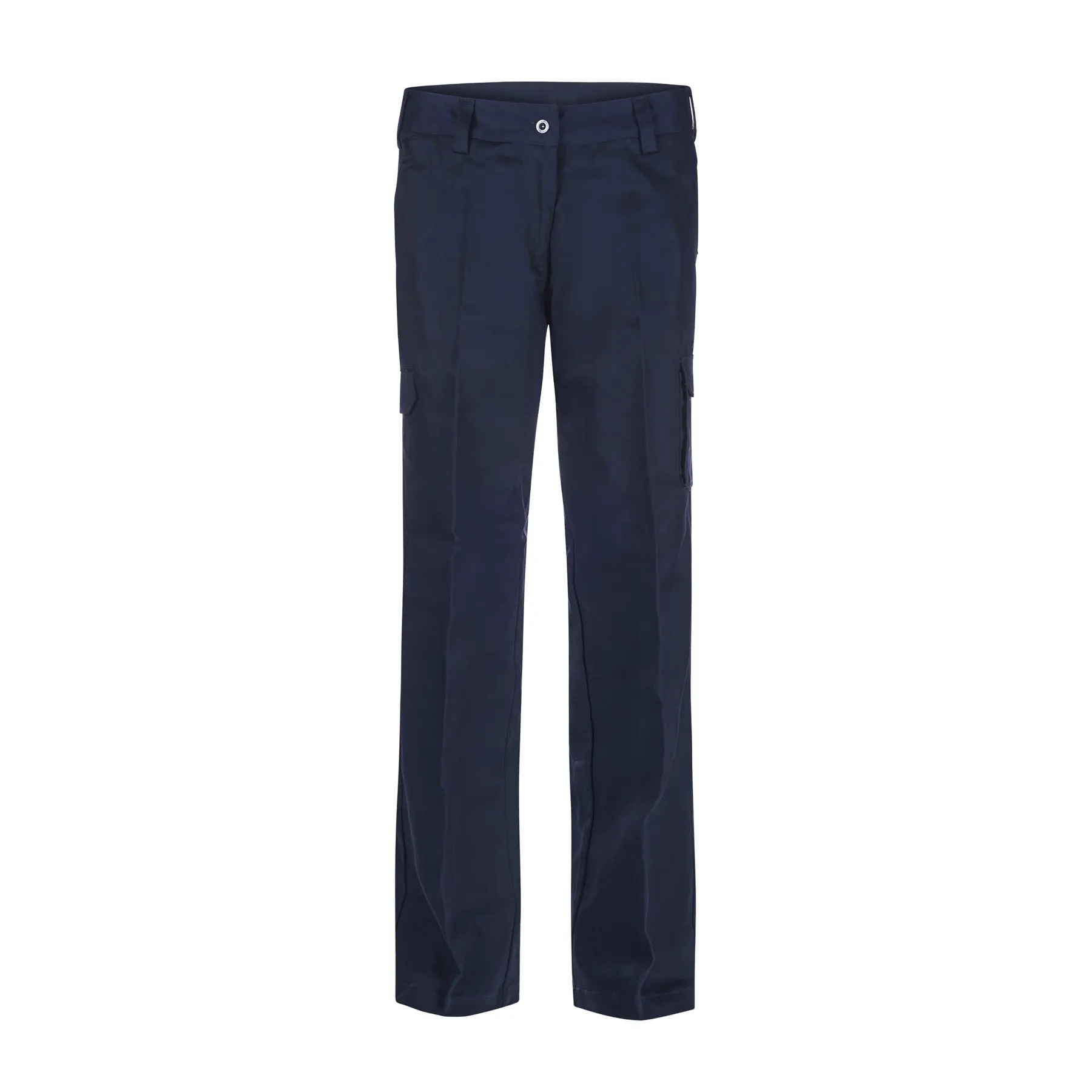Ladies Midweight Cargo Cotton Drill Trousers Navy Front