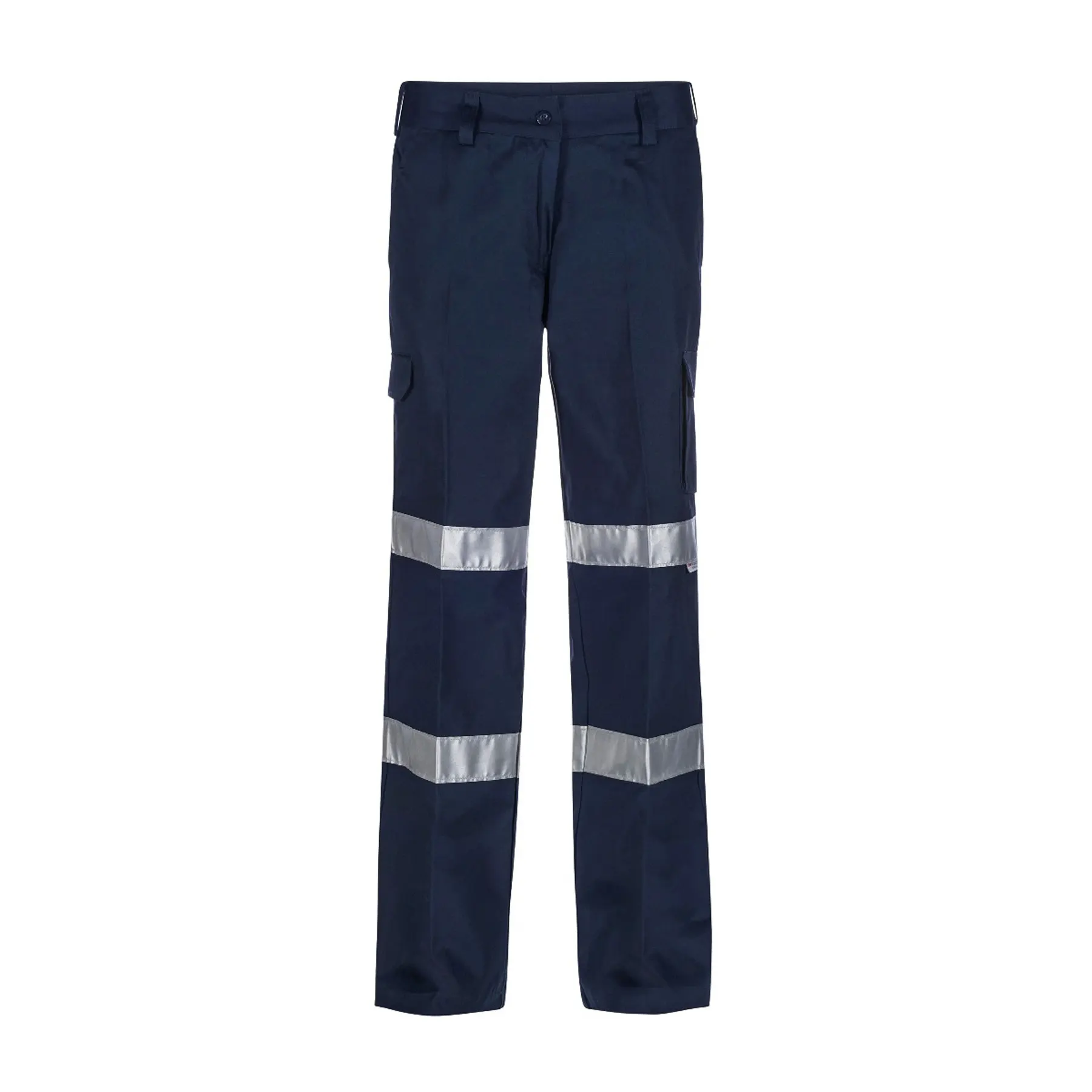 Ladies Reflective Midweight Cargo Cotton Drill Trousers Navy Front