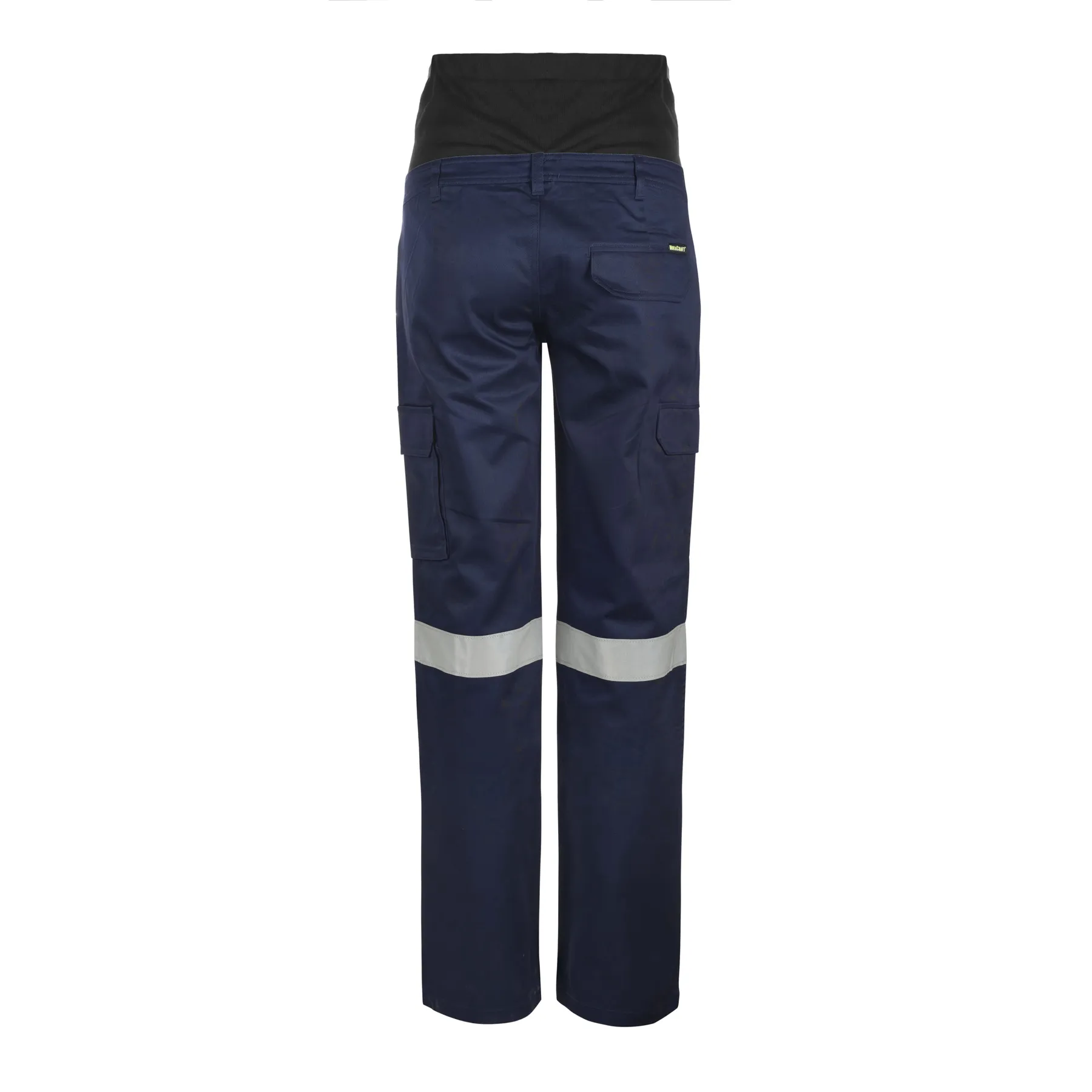 Maternity Cargo Reflective Cotton Drill Trousers Navy Front