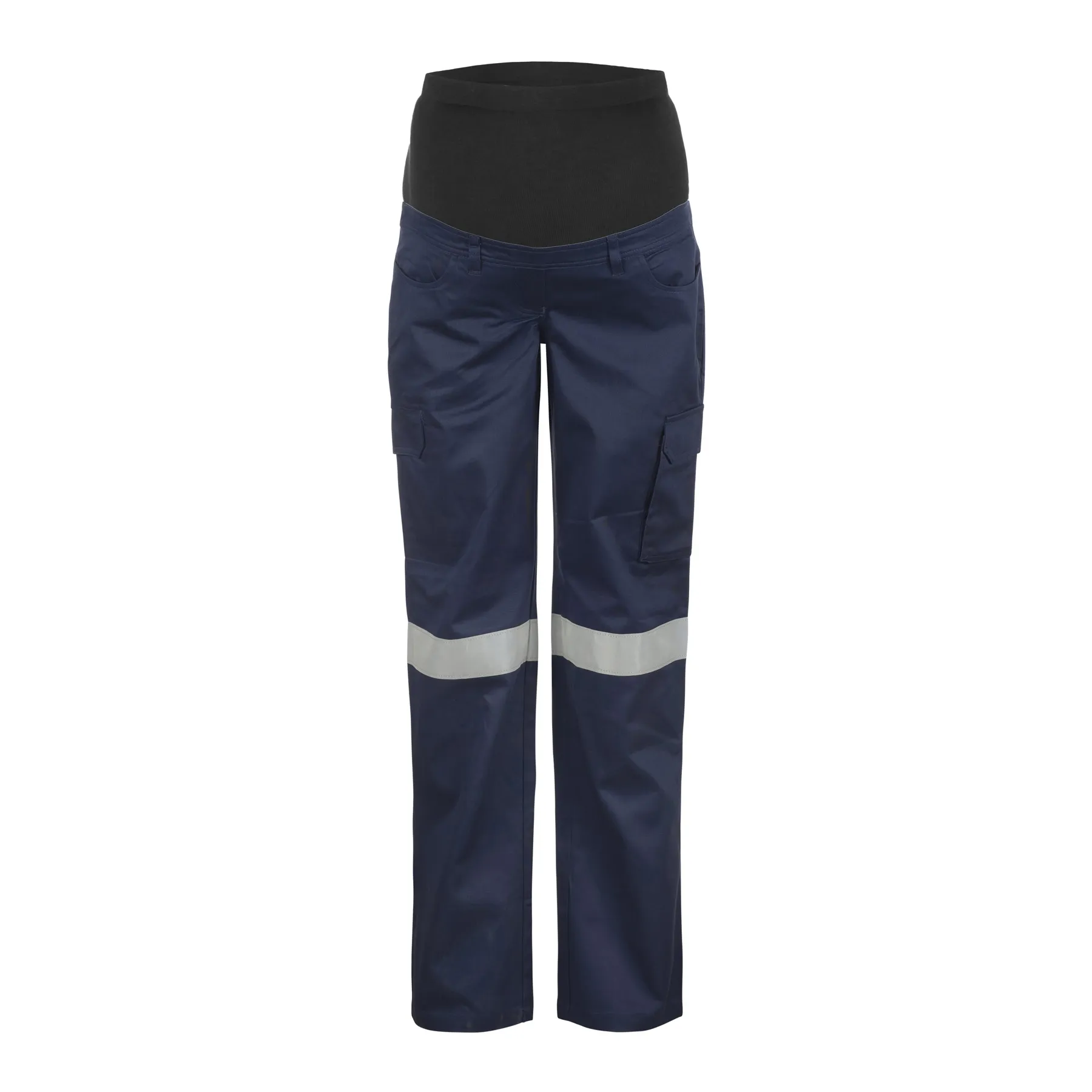 Maternity Cargo Reflective Cotton Drill Trousers Navy Front