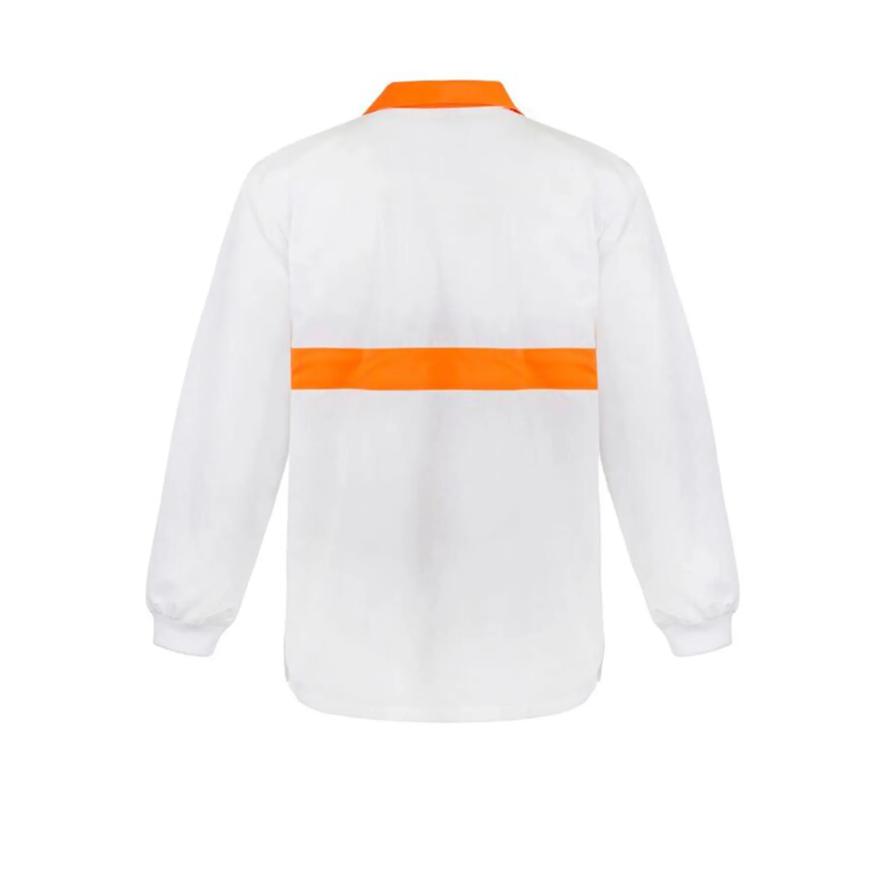 Long Sleeve Food Industry Jacshirt Constrat Collar With Chestband White Orange Front
