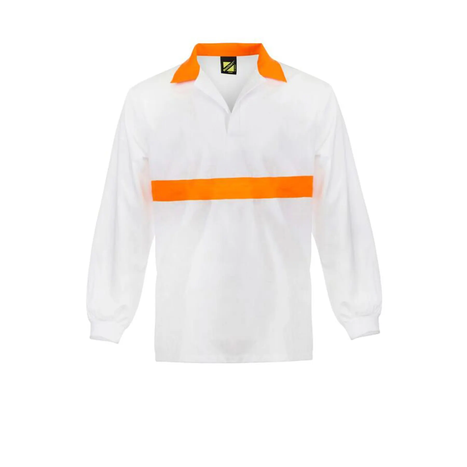 Long Sleeve Food Industry Jacshirt Constrat Collar With Chestband White Orange Front