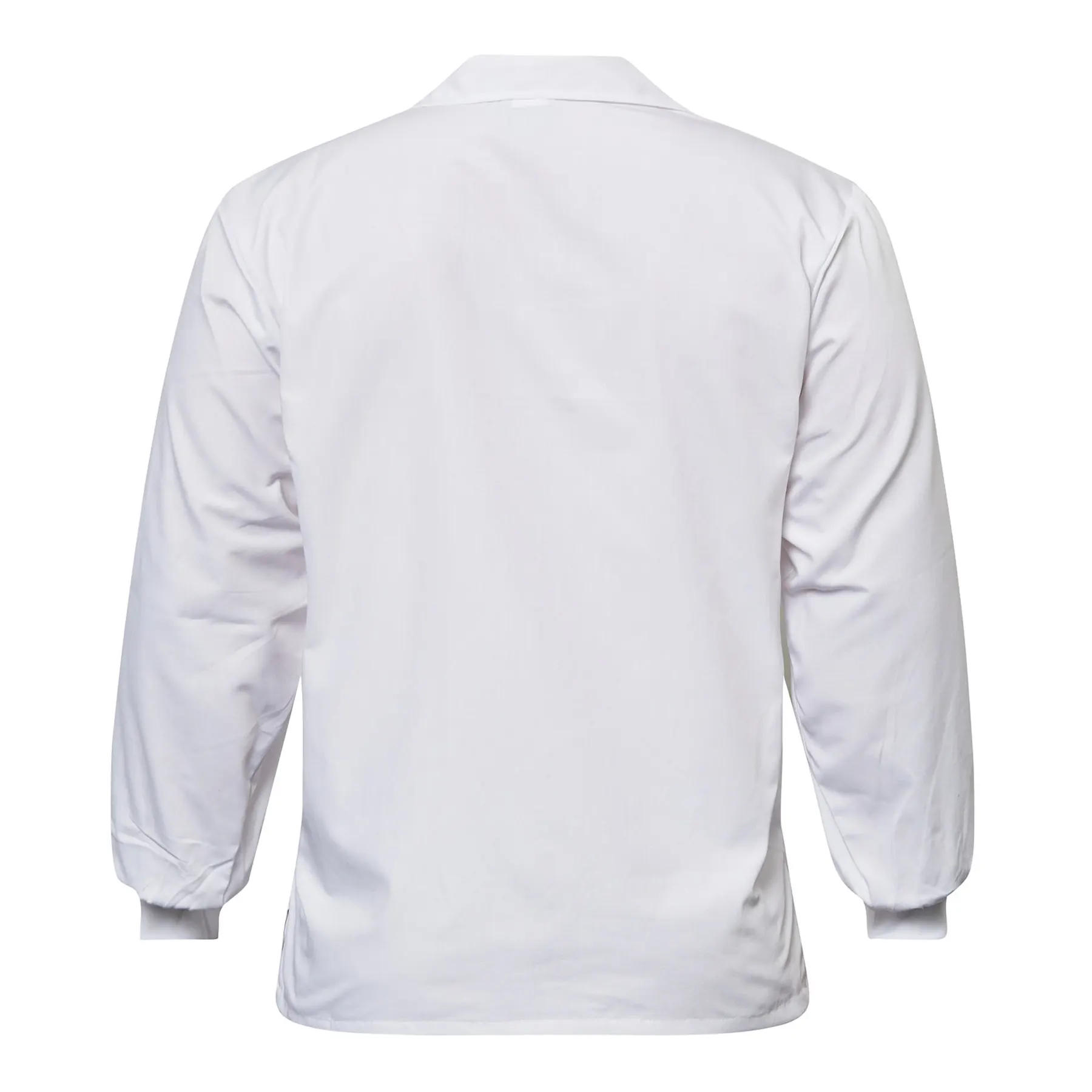 Long Sleeve Food Industry Jacshirt With Modesty Neck Insert White Front