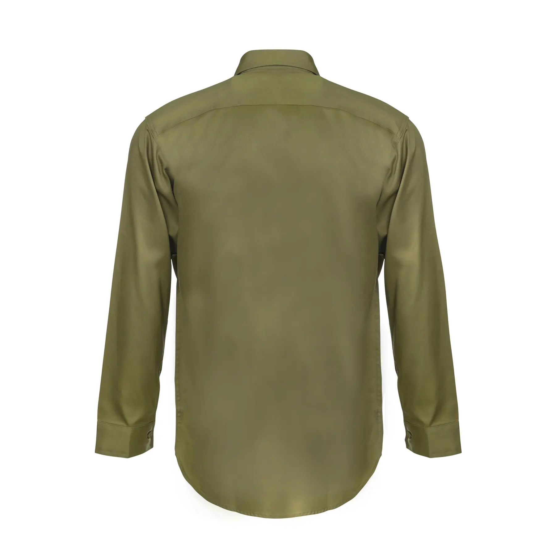 Long Sleeve Cotton Drill Shirt Khaki Front