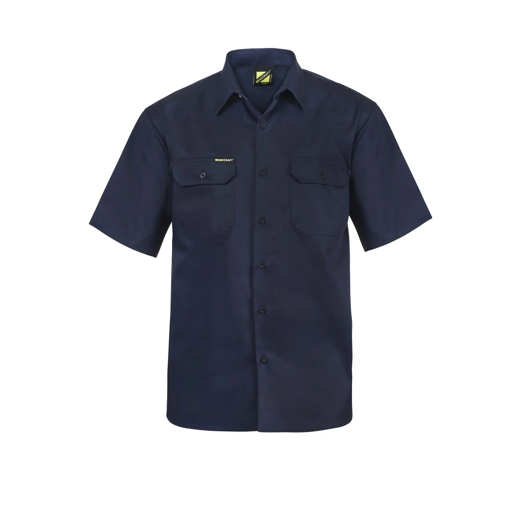Short Sleeve Cotton Drill Shirt Navy Front