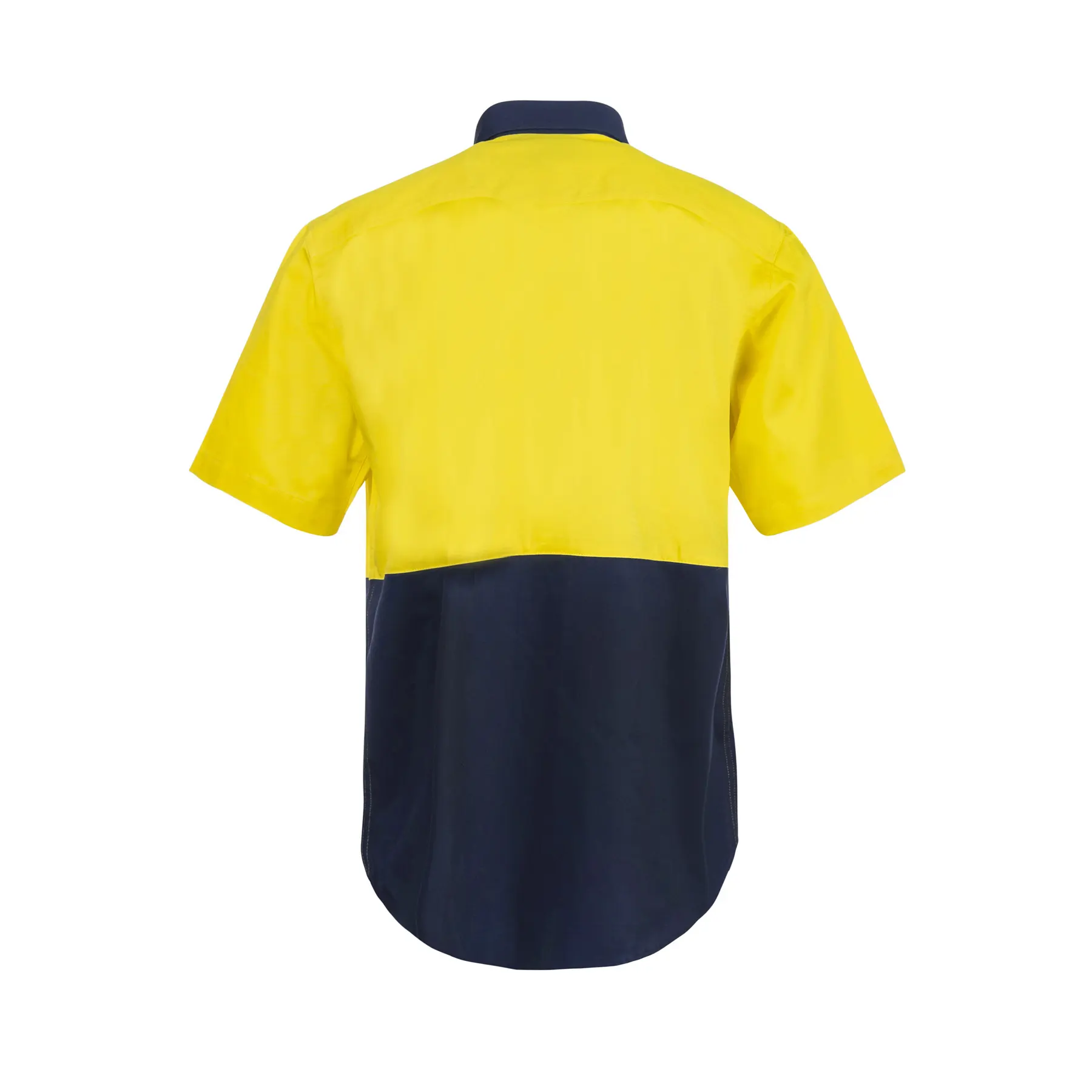 Hi Vis Short Sleeve Cotton Drill Shirt Navy Yellow Front