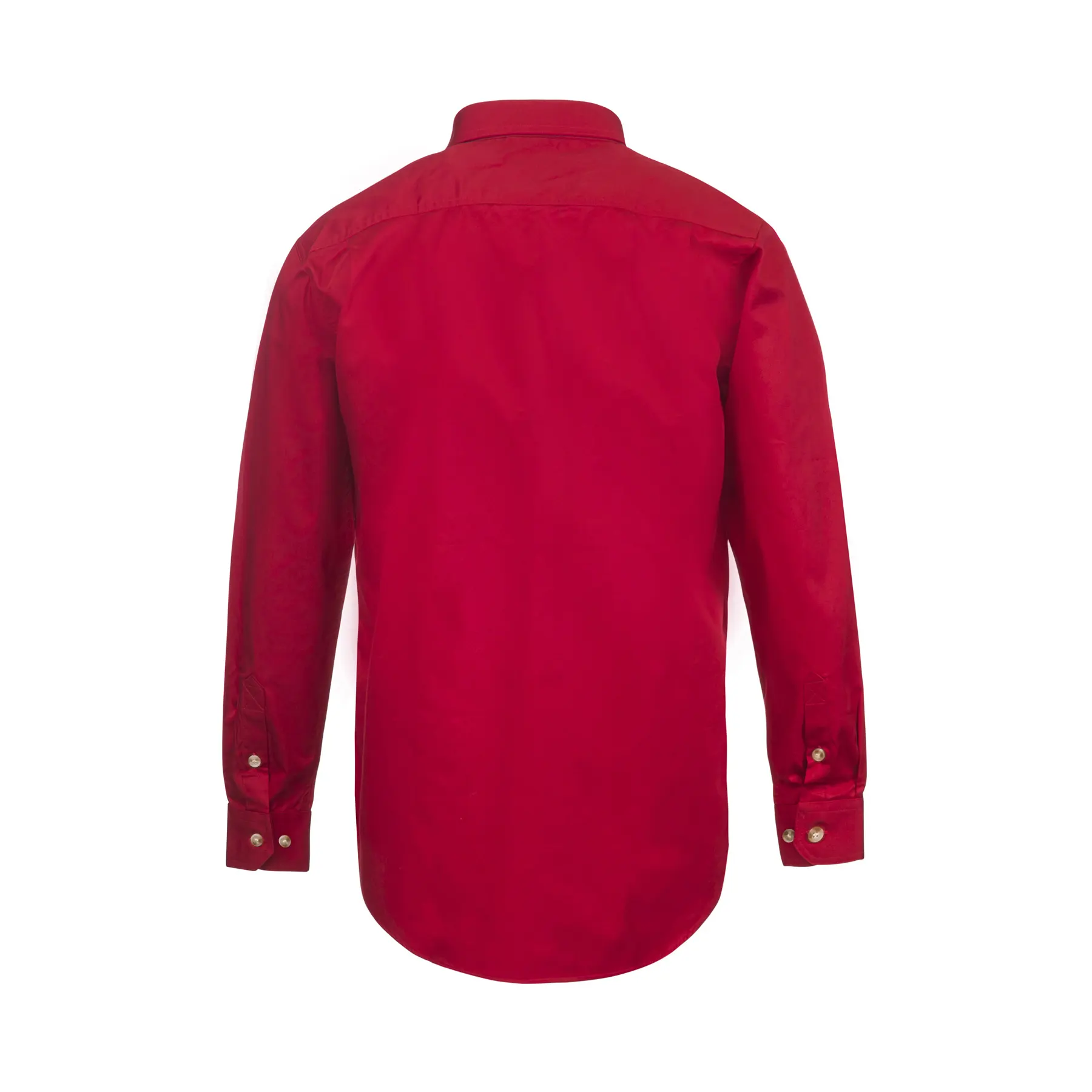 Lightweight Long Sleeve Closed Front Cotton Drill Shirt Crimson Red Front