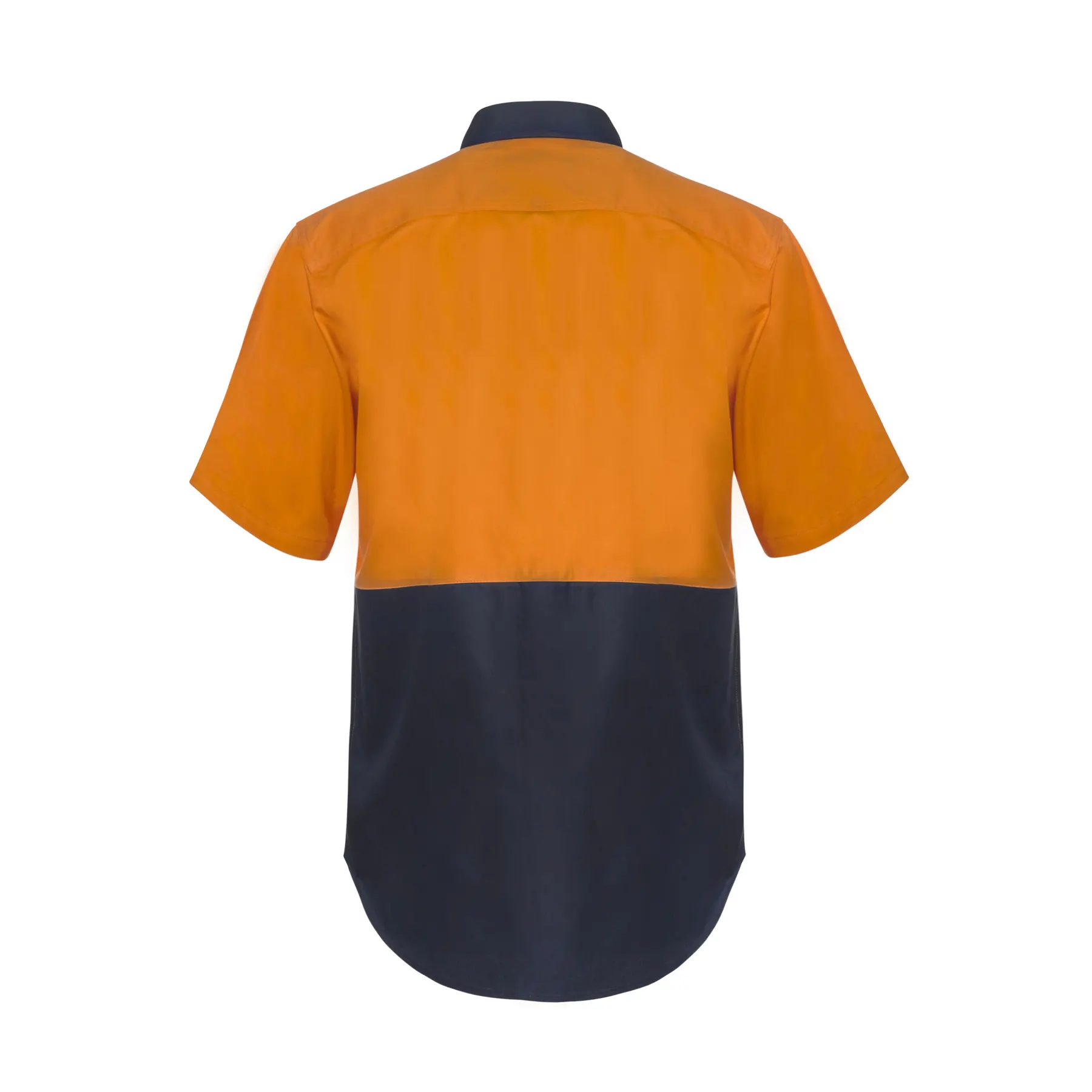 Hi Vis Short Sleeve Cotton Drill Shirt With Press Studs Navy Orange Front