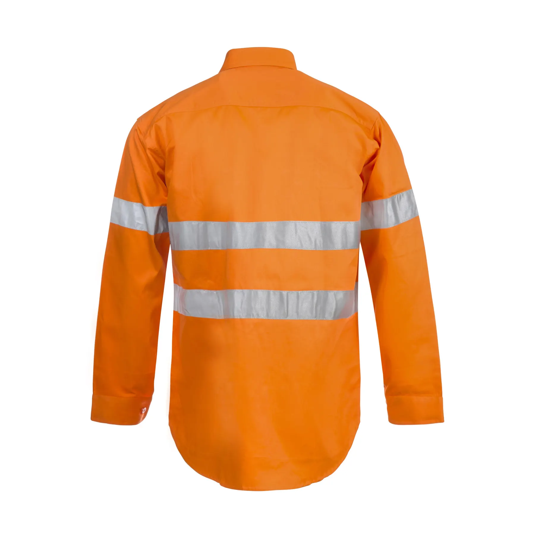 Hi Vis Long Sleeve Reflective Cotton Drill Shirt Orange Front