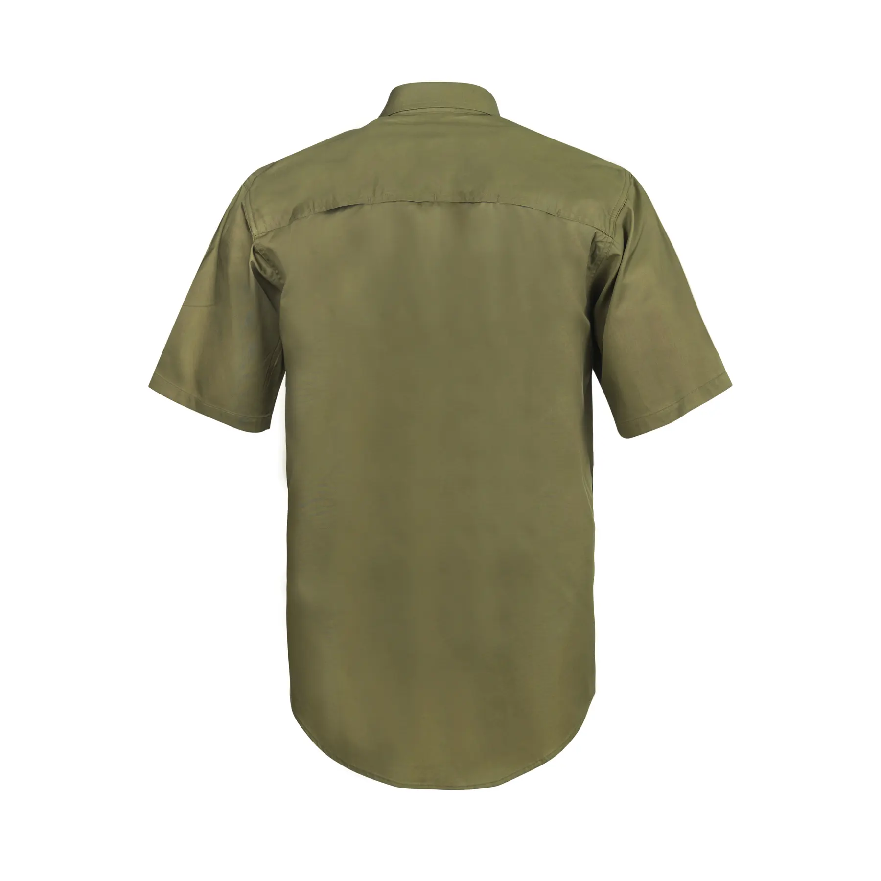 Lightweight Short Sleeve Vented Cotton Drill Shirt Khaki Front