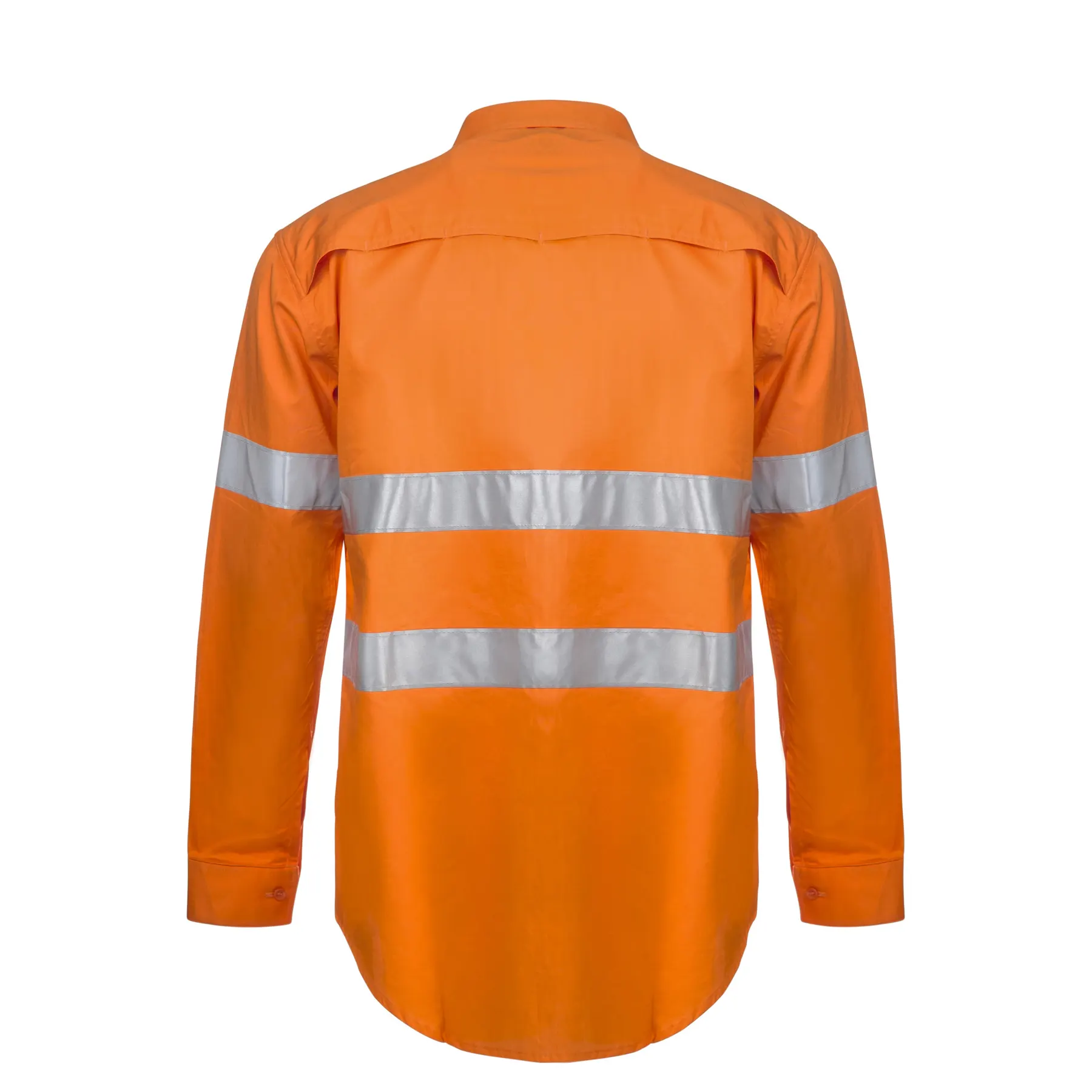 Lightweight Hi Vis Long Sleeve Vented Cotton Drill Reflective Shirt Orange Front