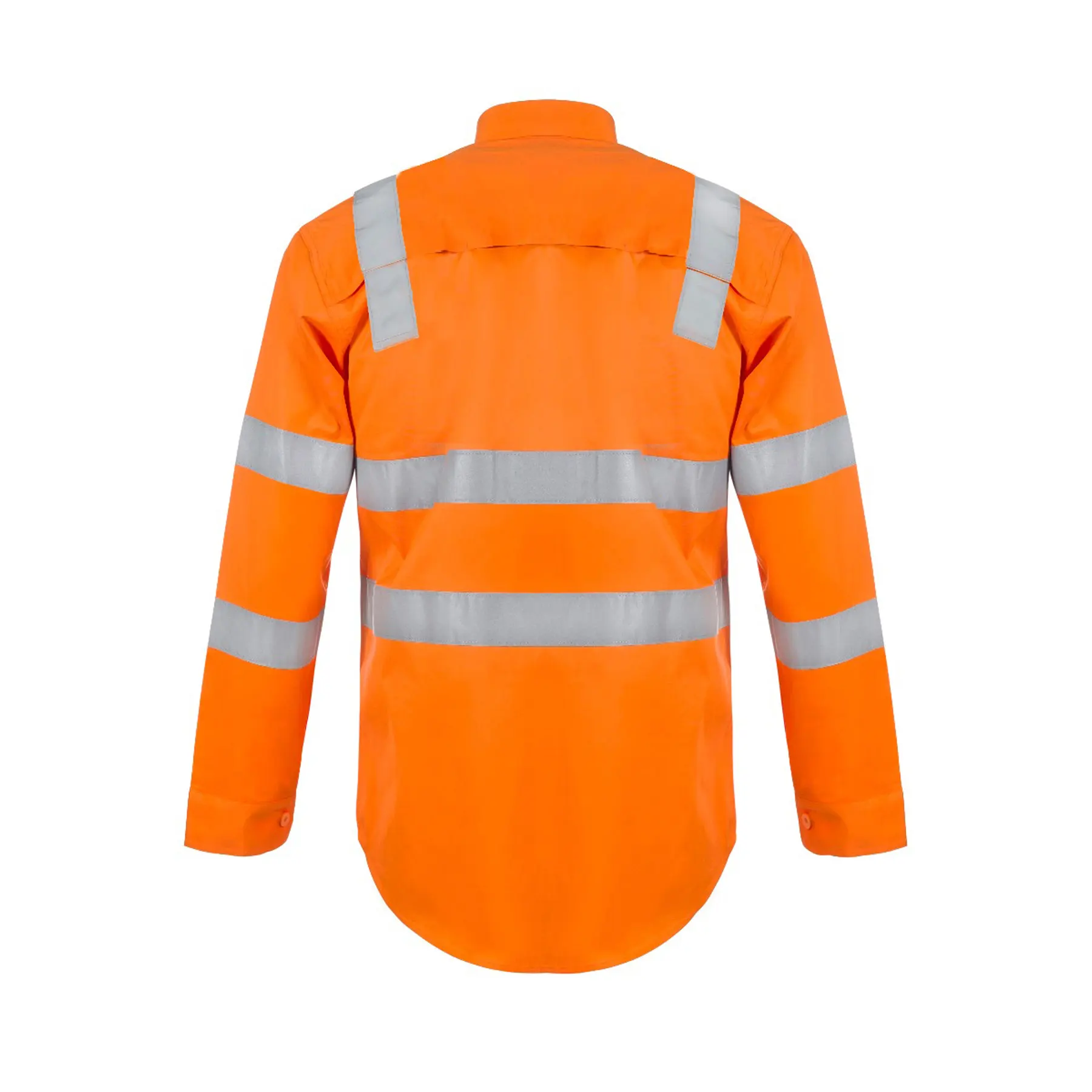 Lightweight Hi Vis Vented Cotton Drill Reflective Shirt With Semi Gusset Sleeves - Vic Rail Compliant Orange Front