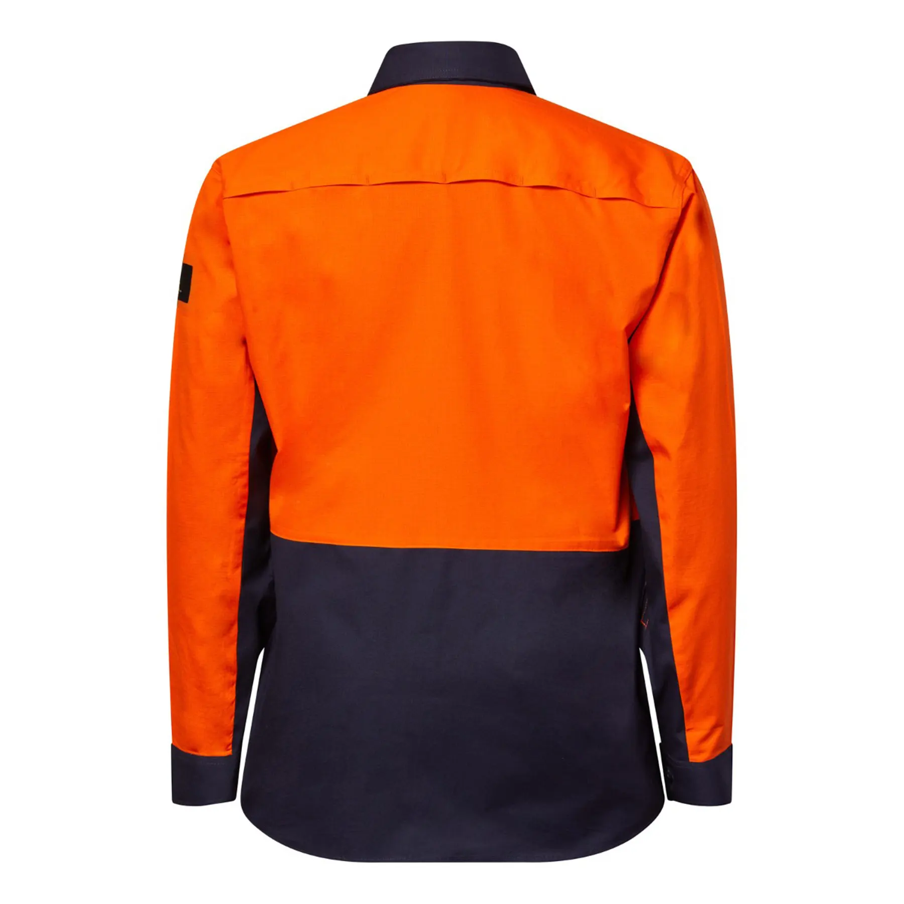 Hi Vis Long Sleeve Vented Ripstop Shirt Navy Orange Front
