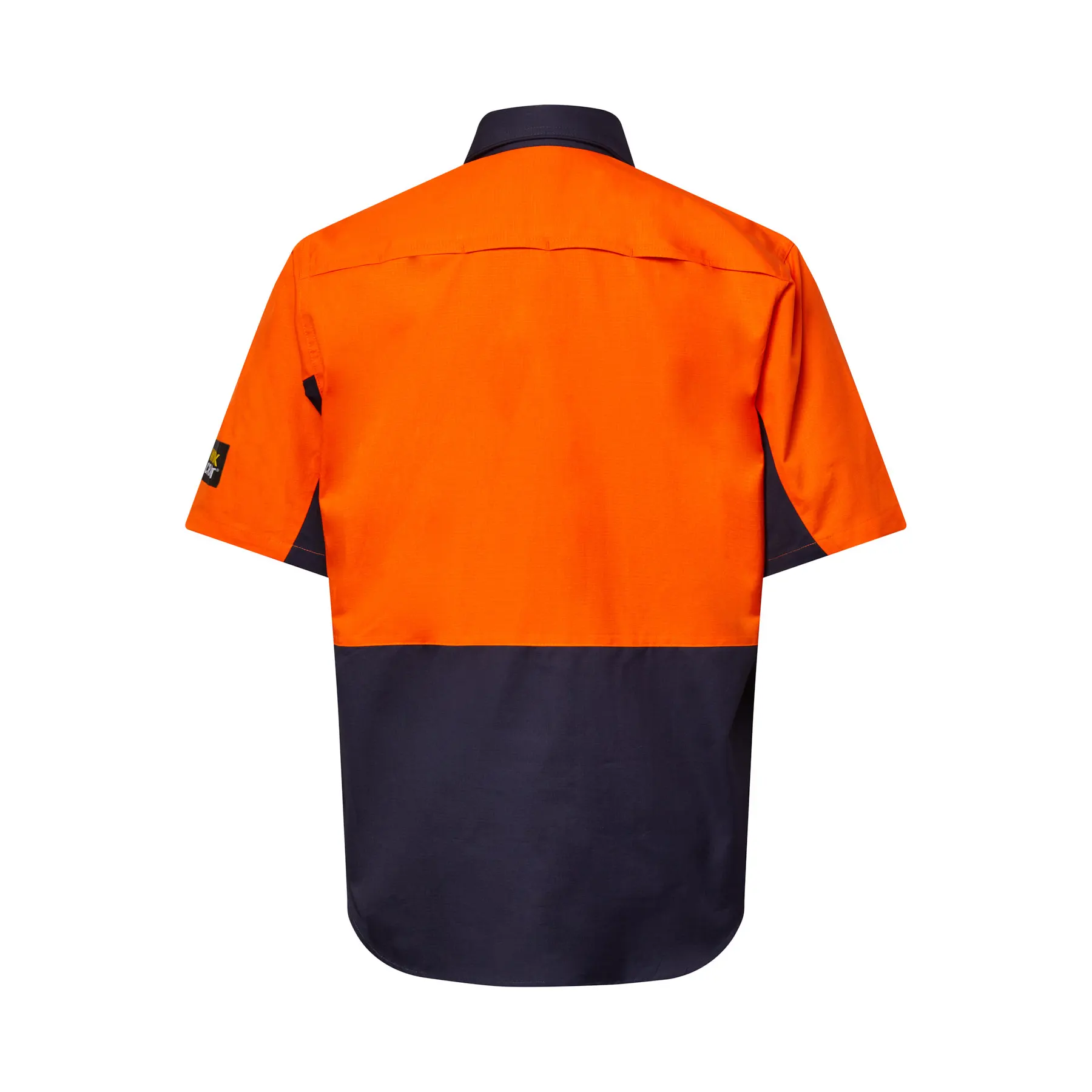 Hi Vis Short Sleeve Vented Ripstop Shirt Navy Orange Front