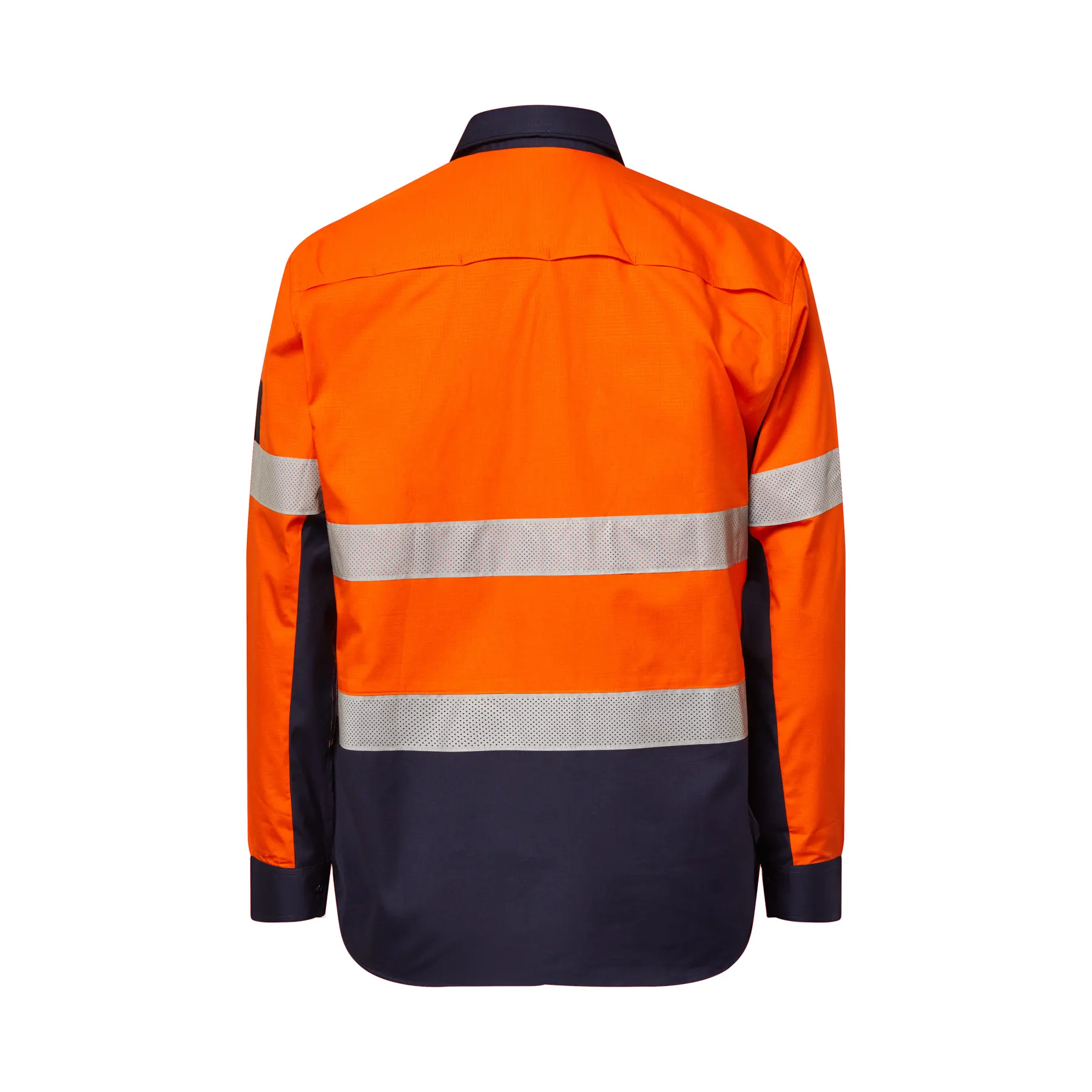 Hi Vis Long Sleeve Vented Reflective Ripstop Shirt Navy Orange Front