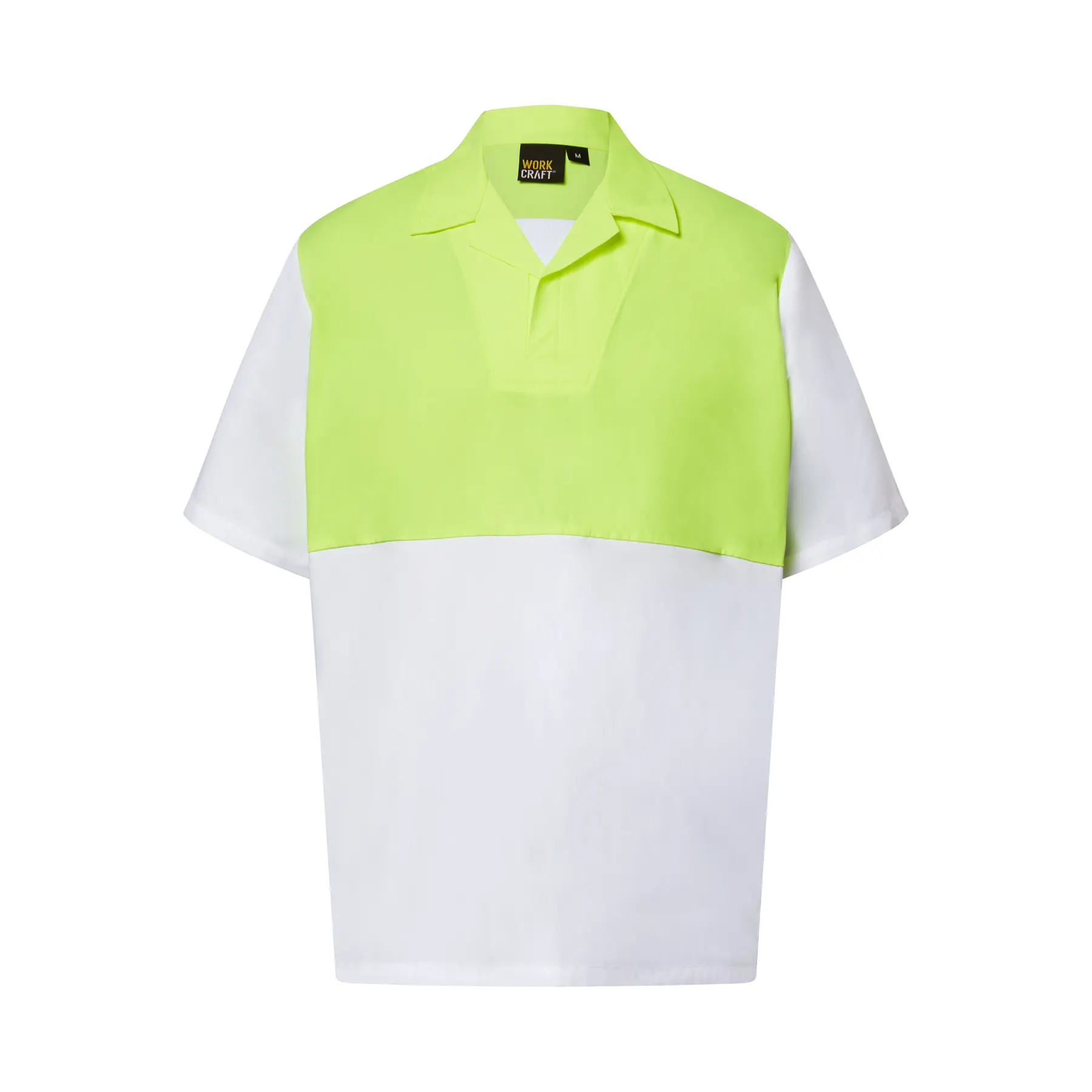 Food Industry Jacshirt With Modesty Insert White Dayglow Yellow Front