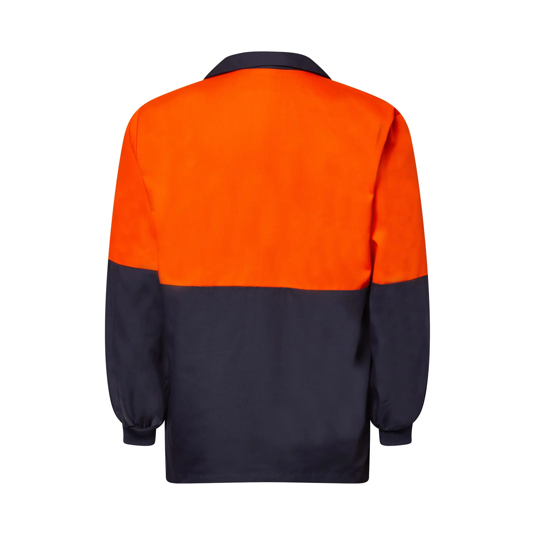Long Sleeve Food Industry Jacshirt With Modesty Insert Navy Orange Front
