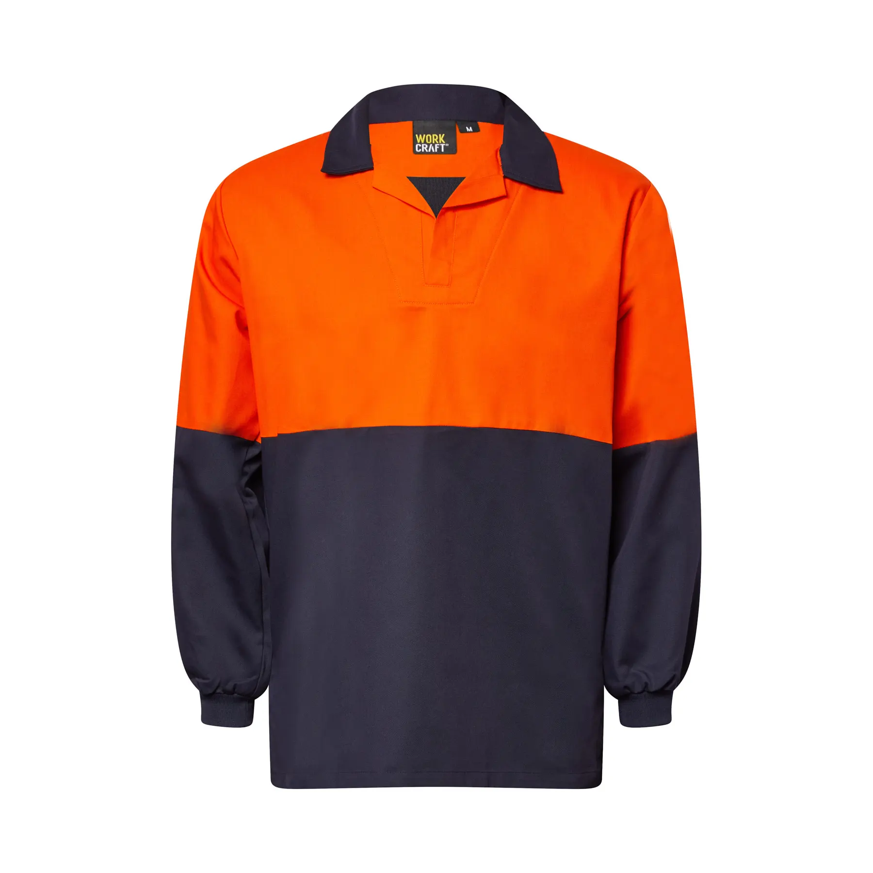 Long Sleeve Food Industry Jacshirt With Modesty Insert Navy Orange Front