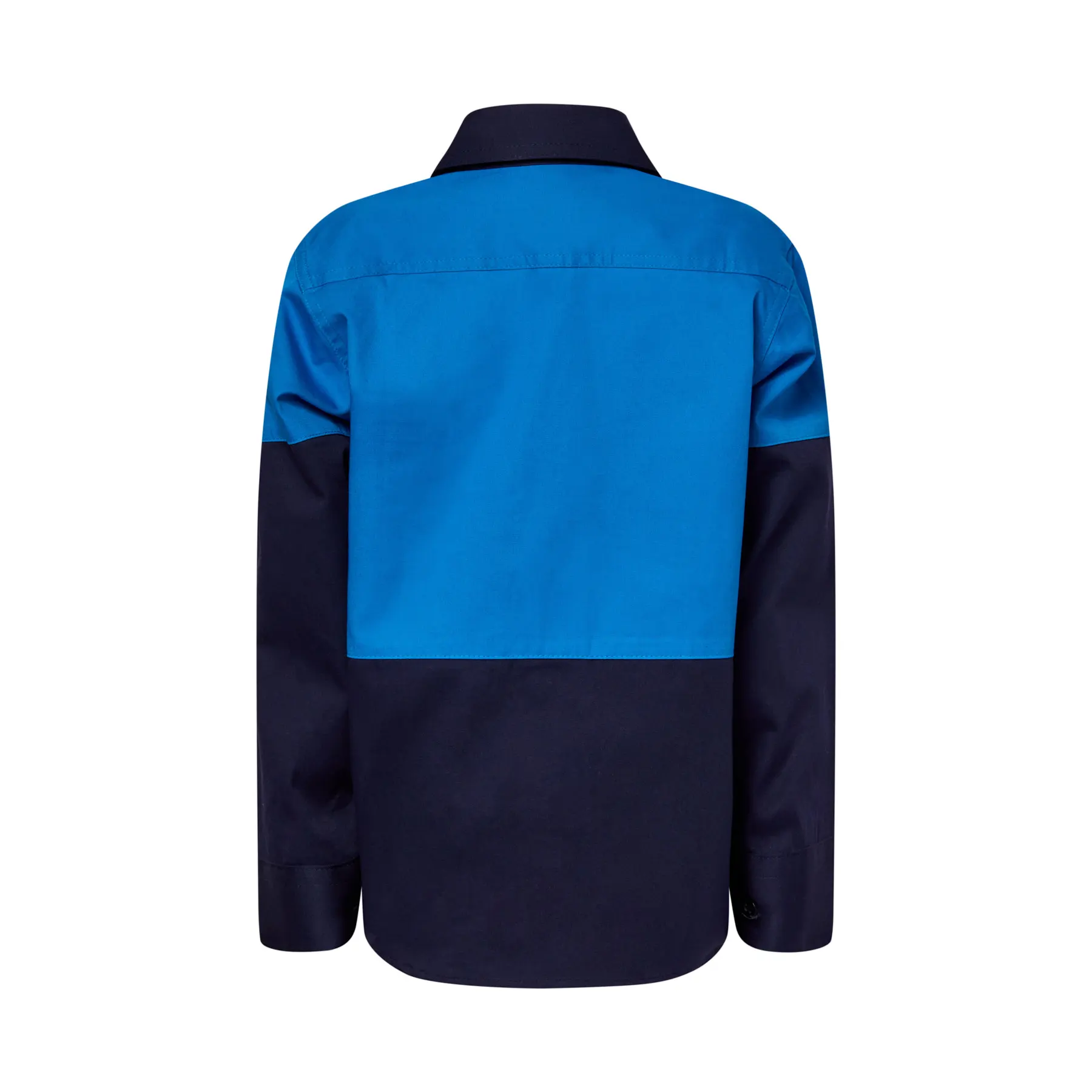 Kids Lightweight Long Sleeve Cotton Drill Shirt Navy Electric Blue Front