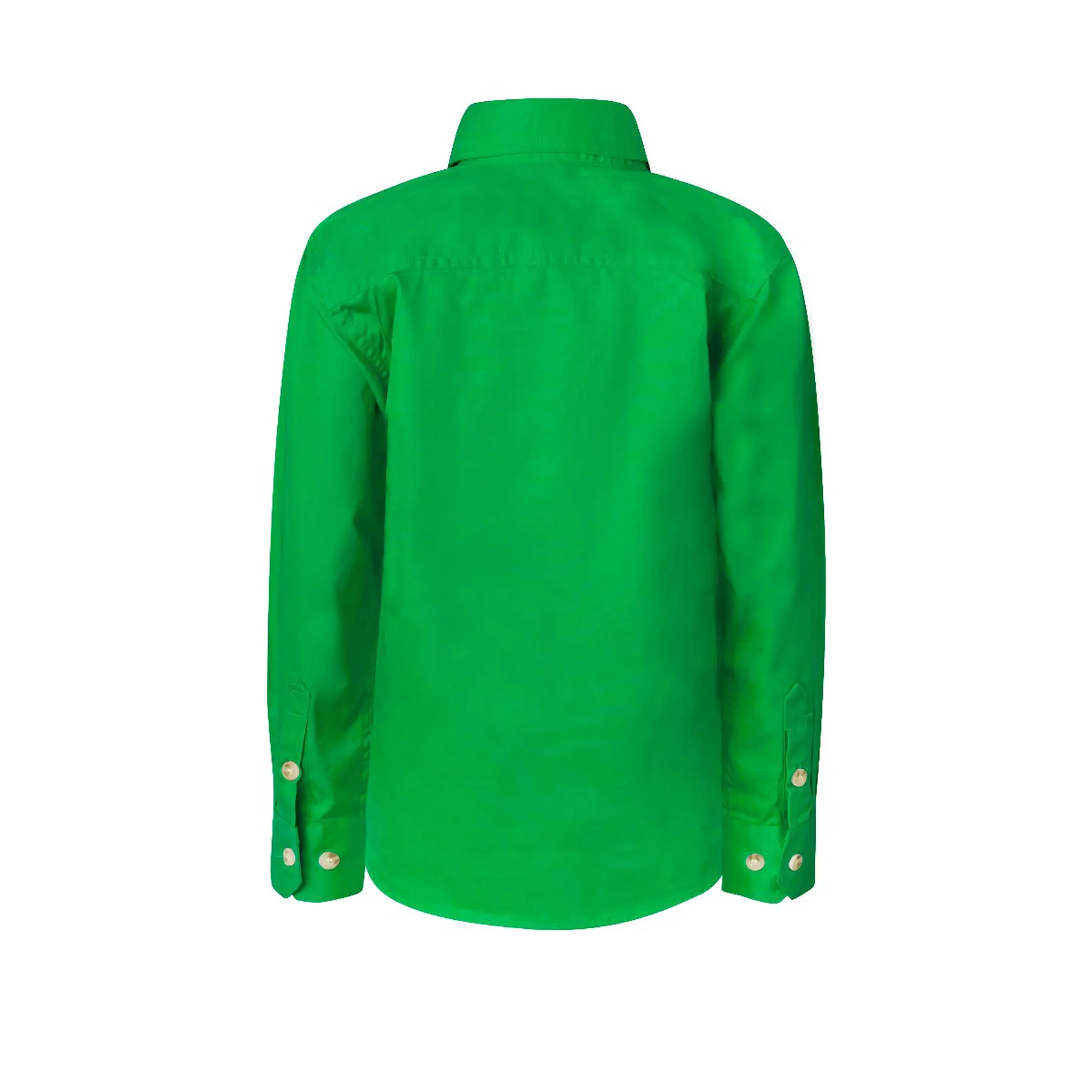 Kids Lightweight Long Sleeve Closed Front Cotton Drill Shirt Electric Green Front
