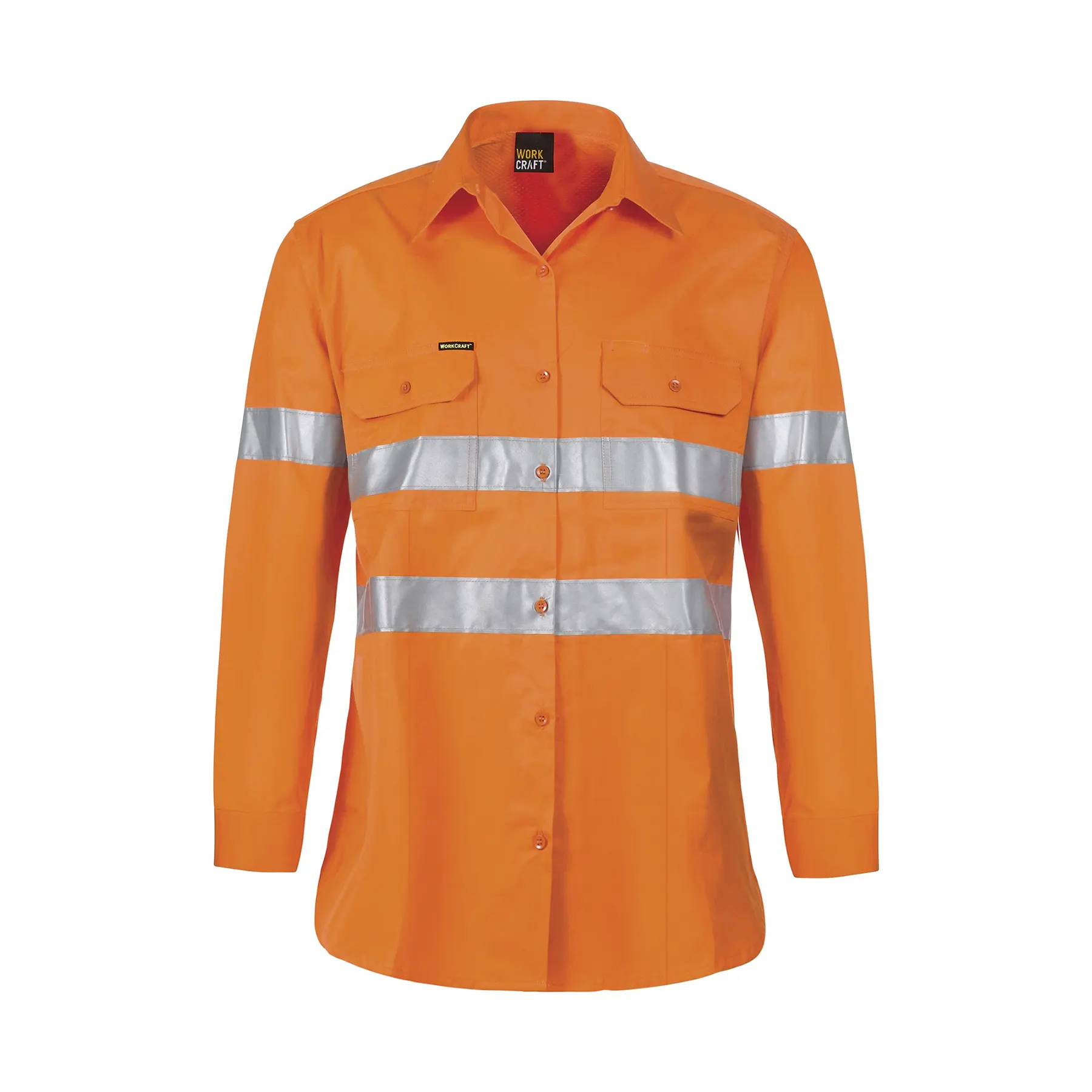 Ladies Lightweight Hi Vis Shirt With CSR Tape Orange Front