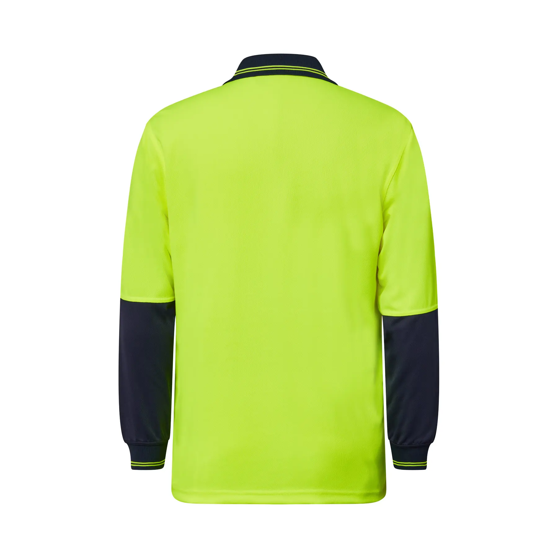 Hi Vis Long Sleeve Micromesh Polo With Pocket Navy Yellow Front