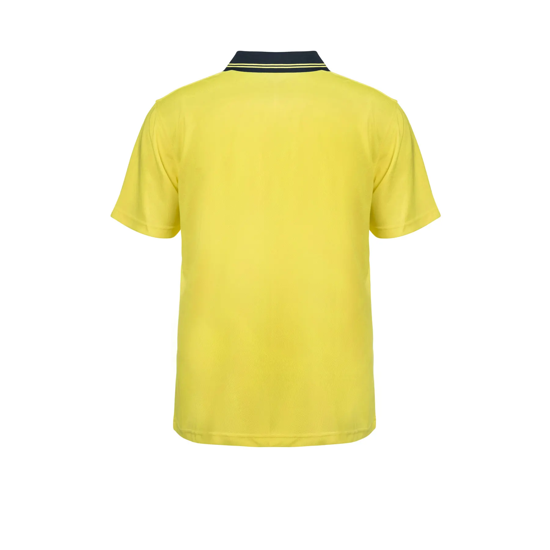 Hi Vis Short Sleeve Food Industry Micromesh Polo Navy Yellow Front