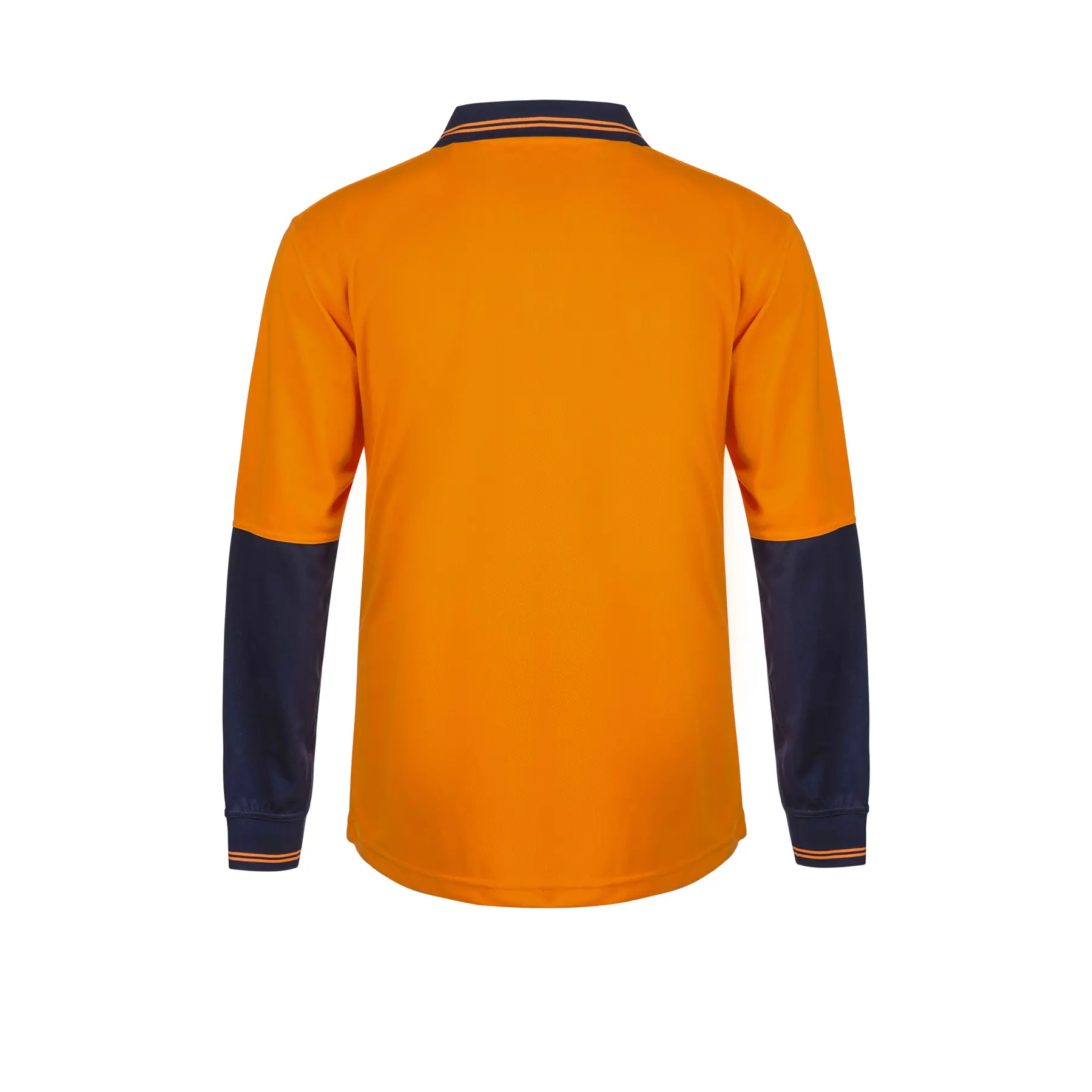 Hi Vis Long Sleeve Food Industry Micromesh Polo Navy Orange Front