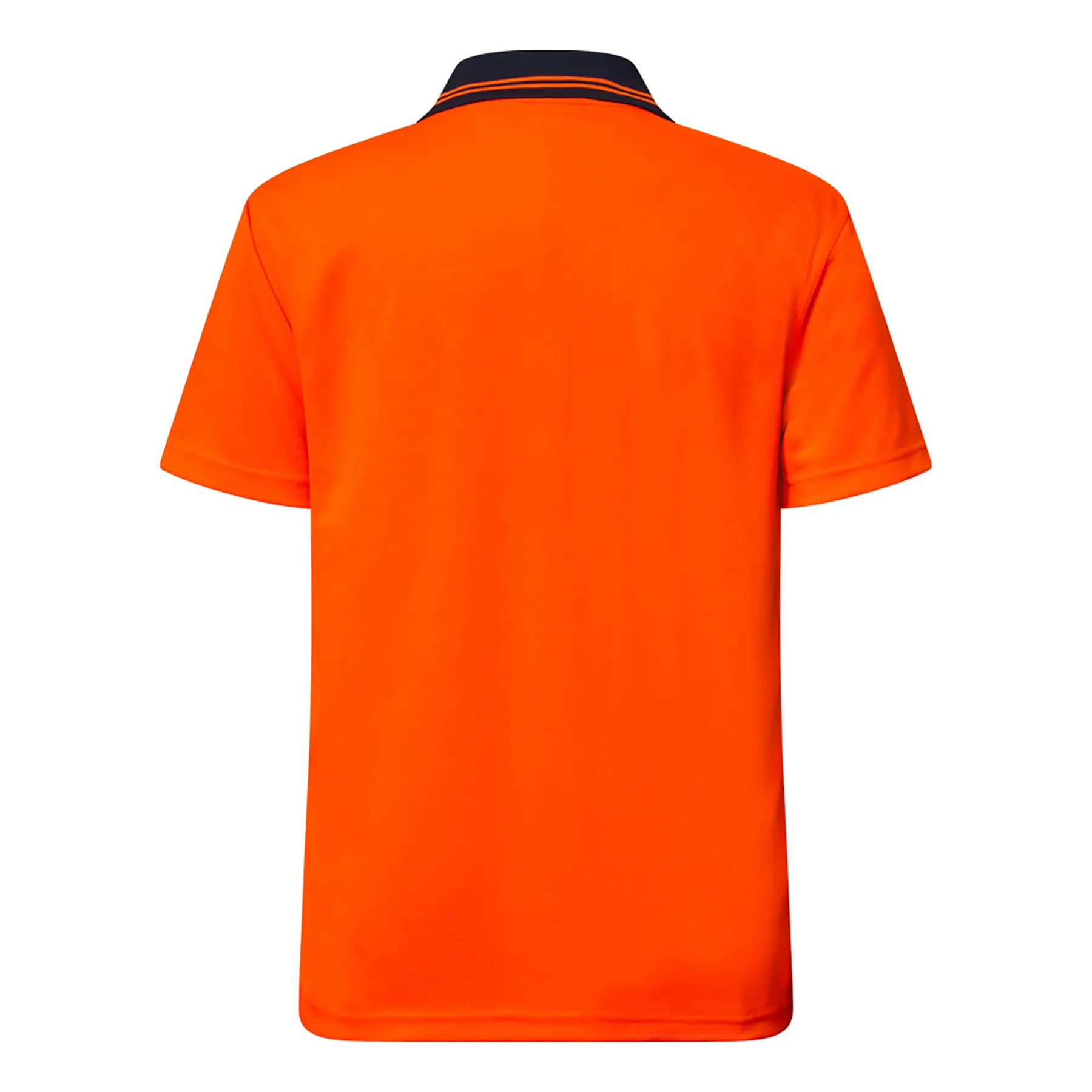 Hi Vis Lightweight Short Sleeve Micromesh Polo With Pocket Navy Orange Front