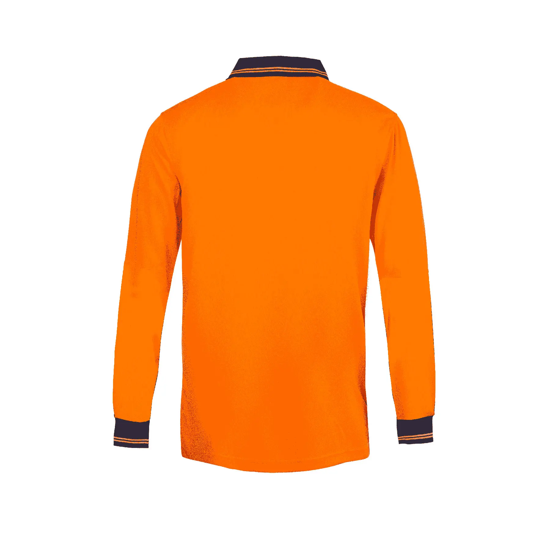 Hi Vis Lightweight Long Sleeve Micromesh Polo With Pocket Navy Orange Front