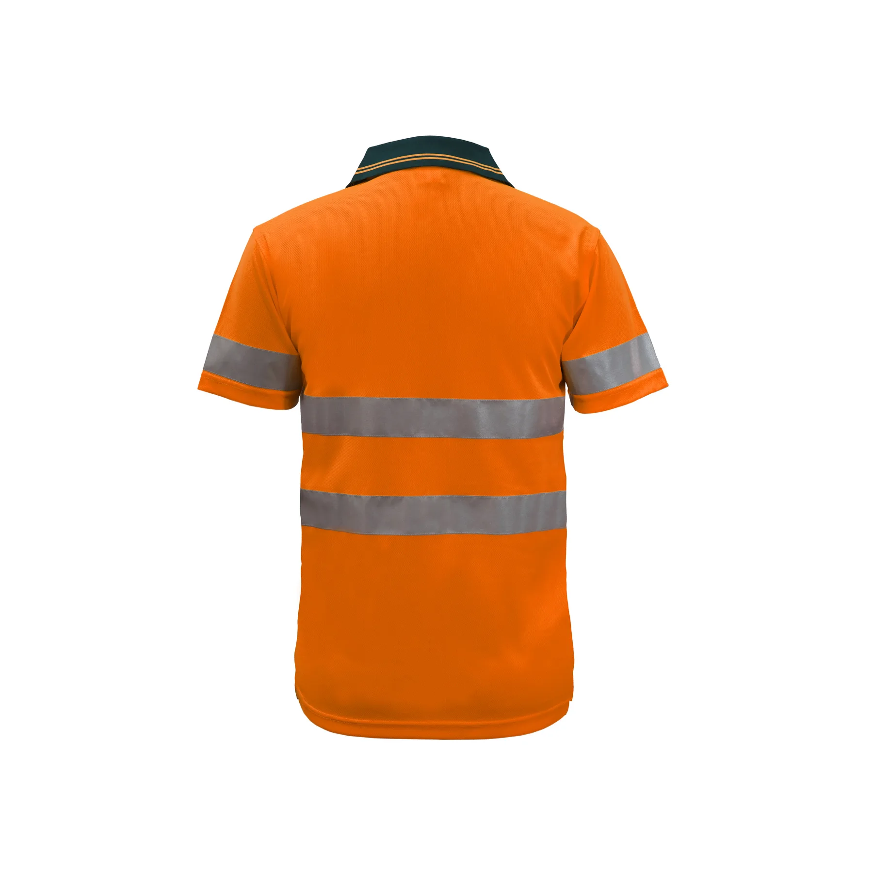 Hi Vis Short Sleeve Micromesh Reflective Polo With Pocket Navy Orange Front