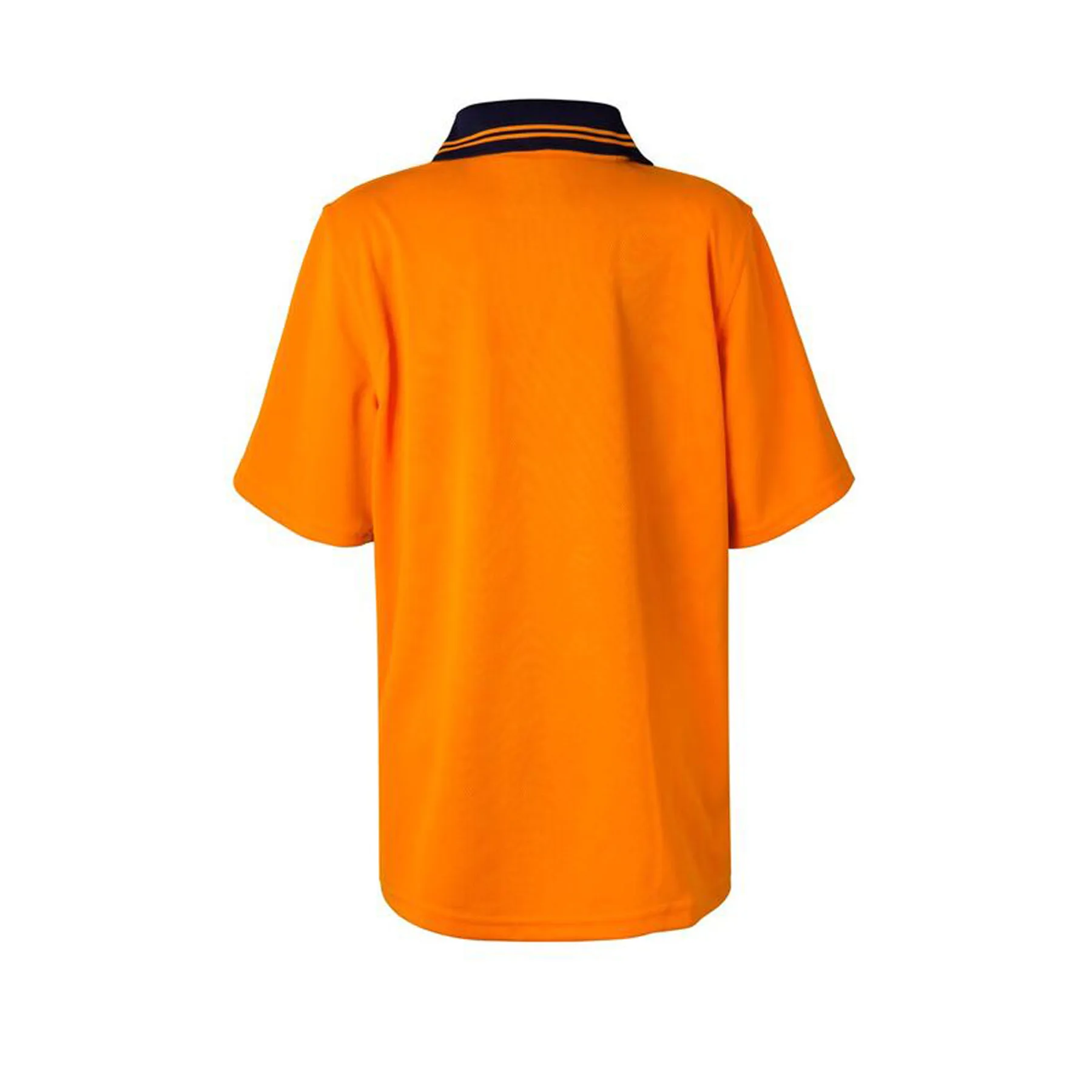 Kids Hi Vis Short Sleeve Micromesh Polo With Pocket Navy Orange Front