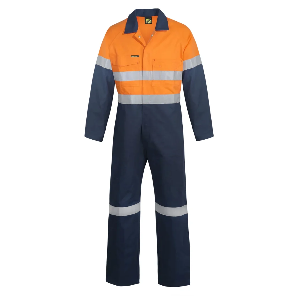 Hi Vis Cotton Drill Reflective Coveralls Orange - Front