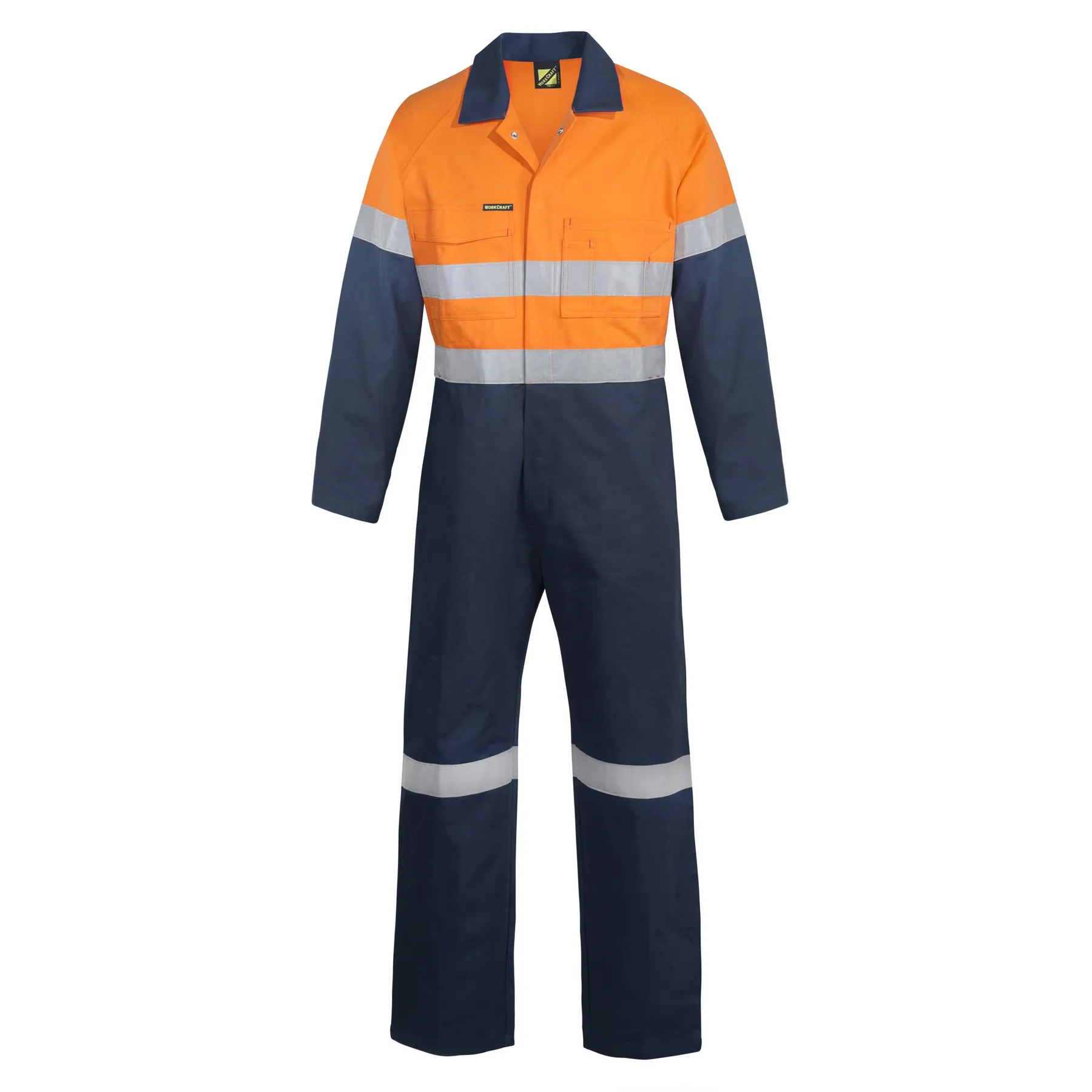 Hi Vis Cotton Drill Reflective Coveralls Orange - Front