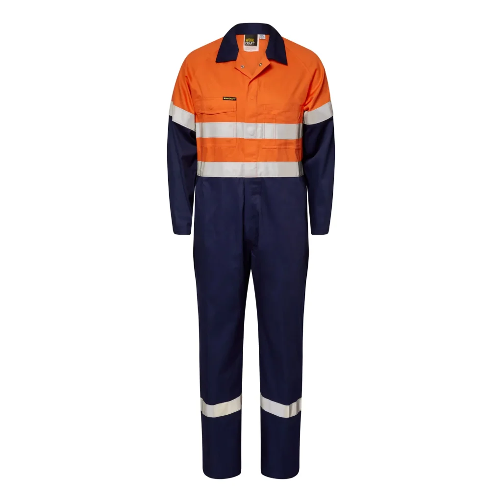 Light Weight Hi Vis Cotton Drill Reflective Coverall Orange Front