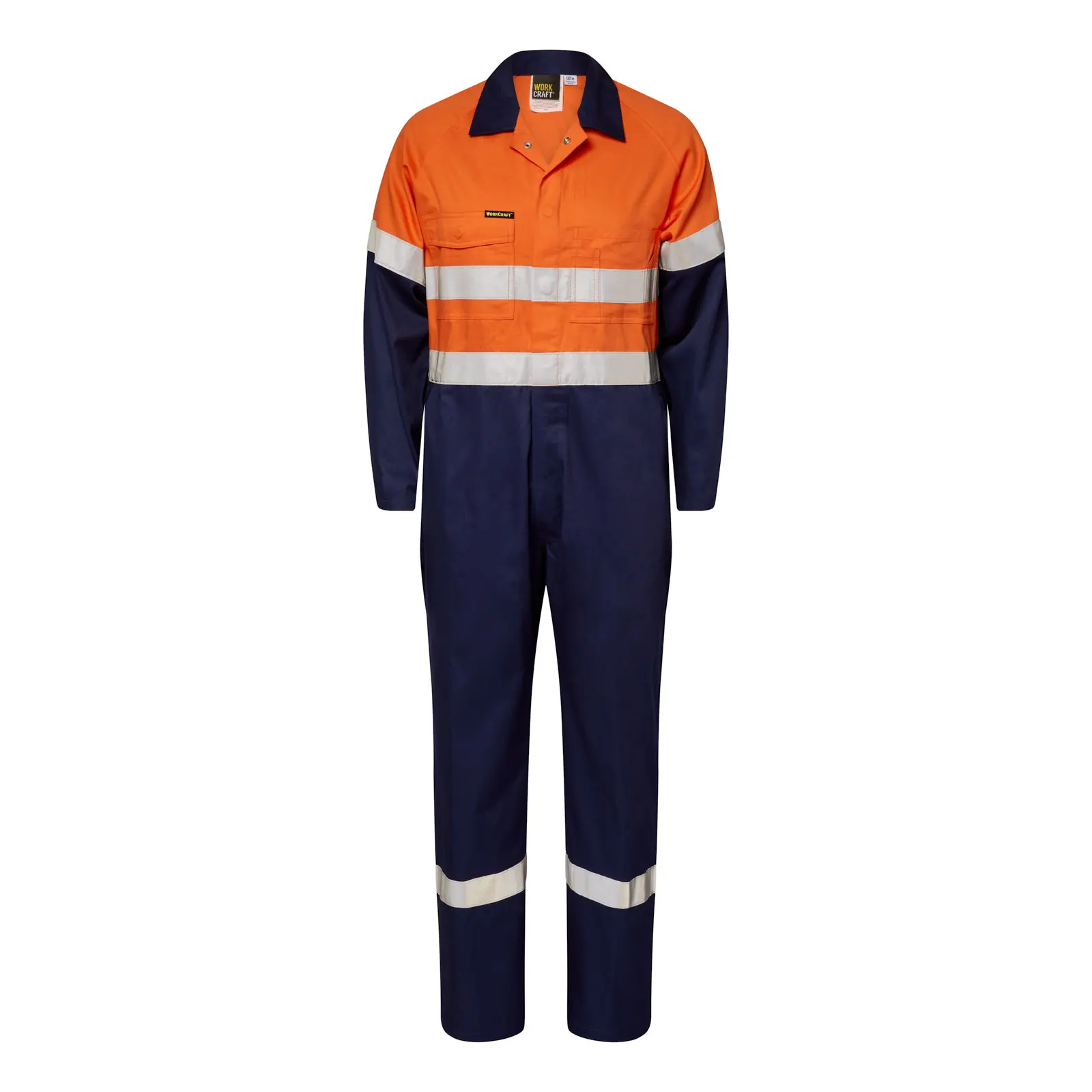 Light Weight Hi Vis Cotton Drill Reflective Coverall Orange Front