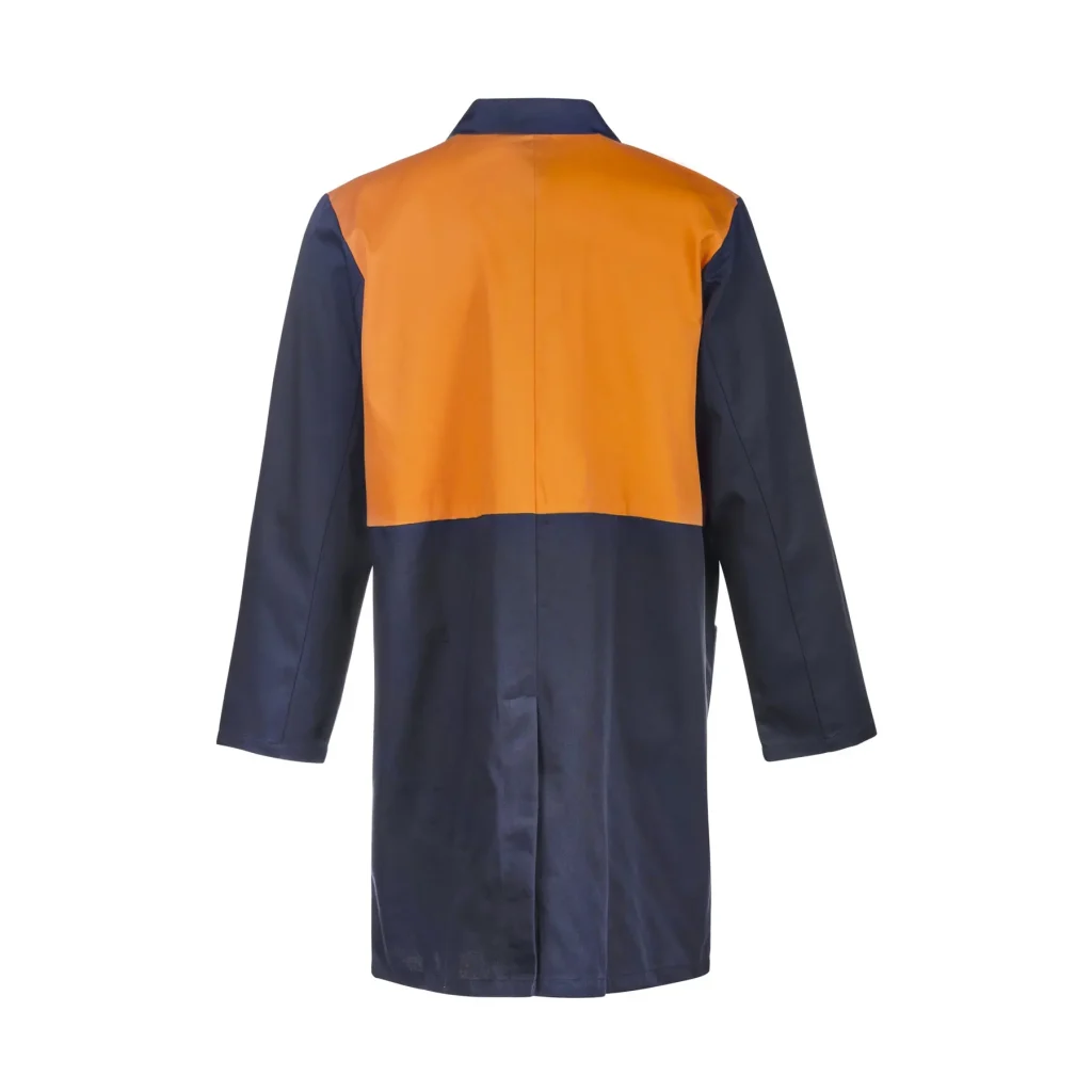 Hi Vis Long Sleeve Dustcoat With Patch Pockets Front
