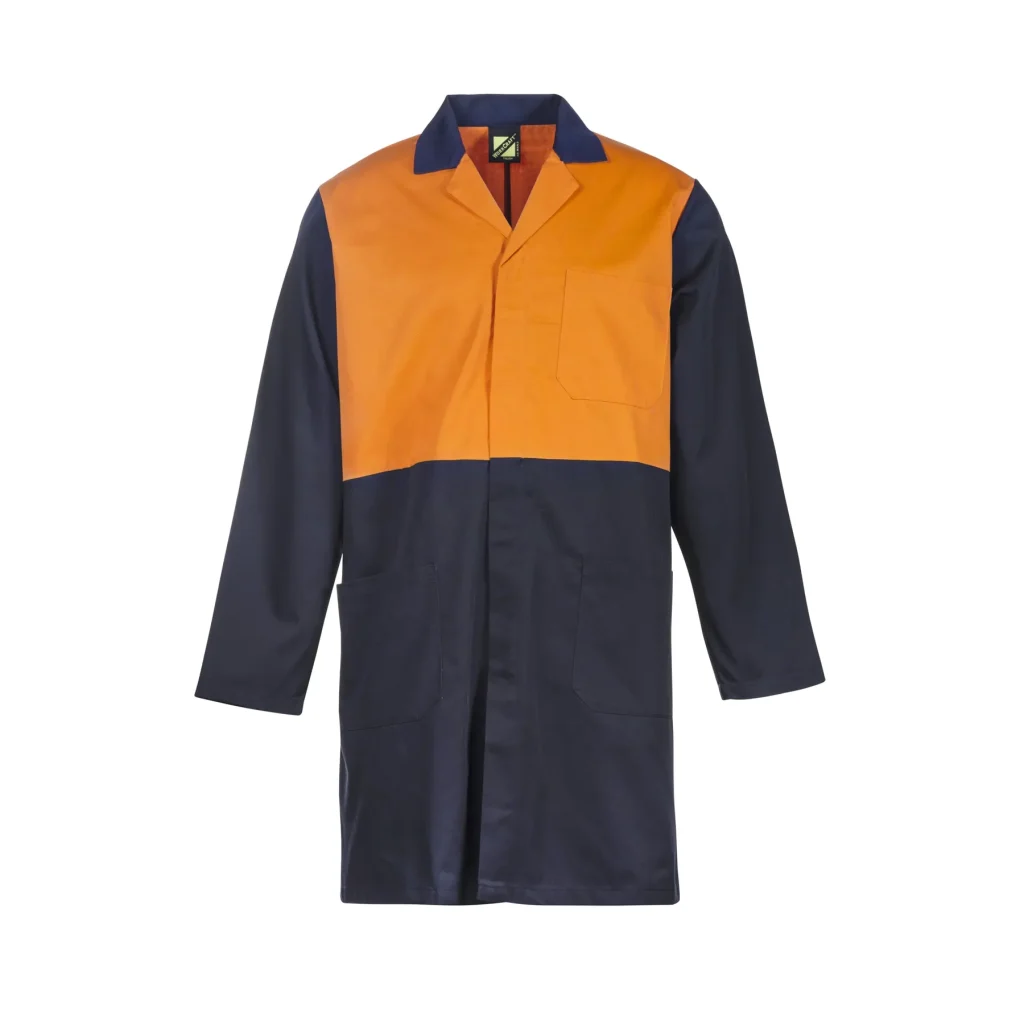 Hi Vis Long Sleeve Dustcoat With Patch Pockets Front