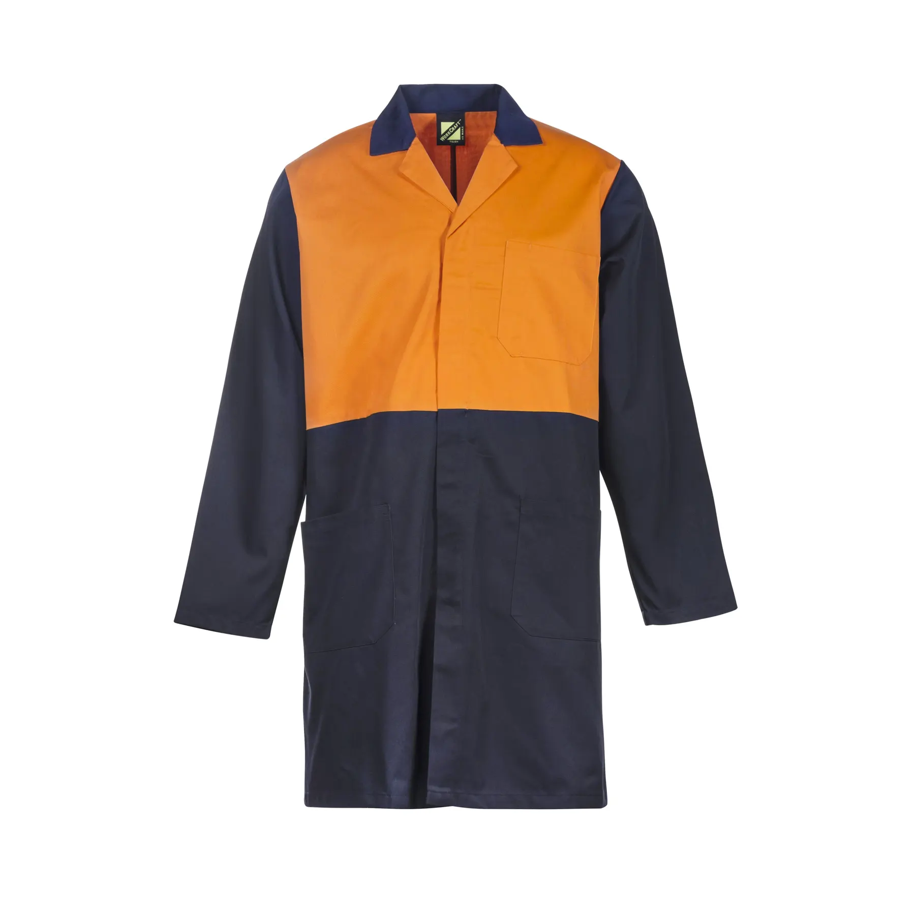 Hi Vis Long Sleeve Dustcoat With Patch Pockets Front