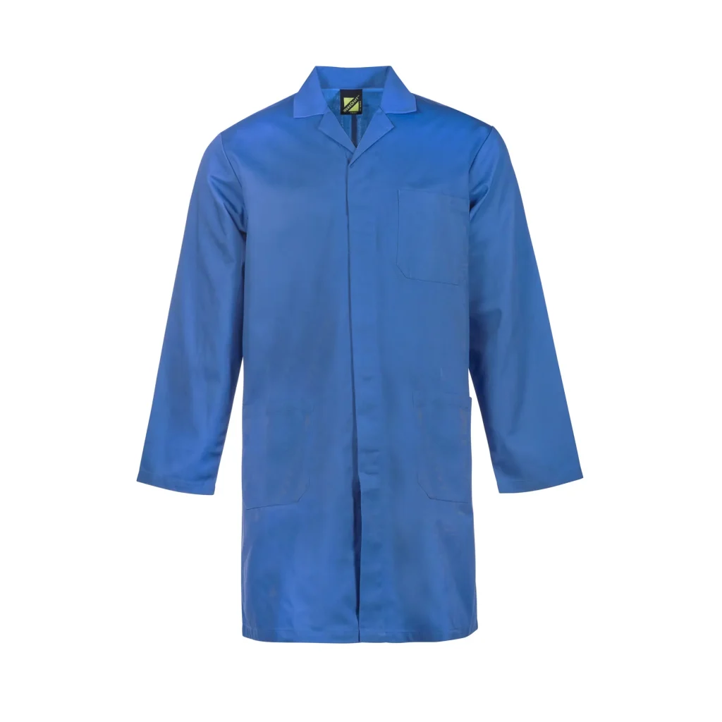 Long Sleeve Dustcoat With Patch Pockets Midblue Front