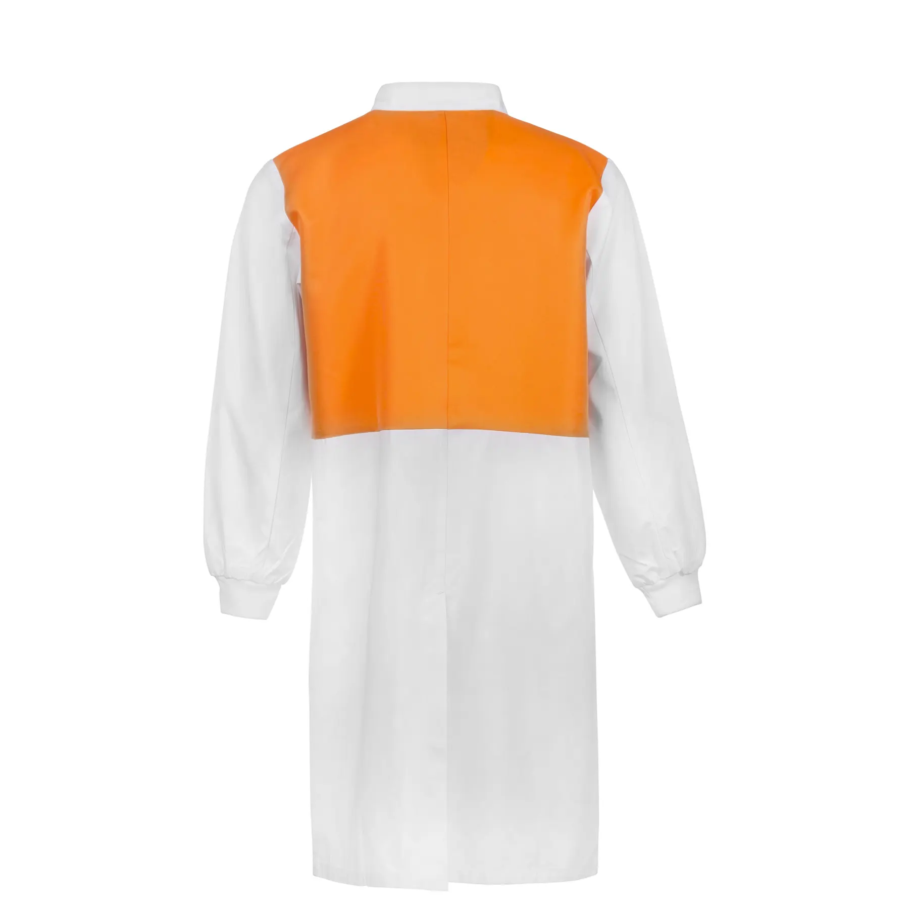 Hi Vis Long Sleeve Food Industry Long Length Dustcoat With Mandarin Collar Front